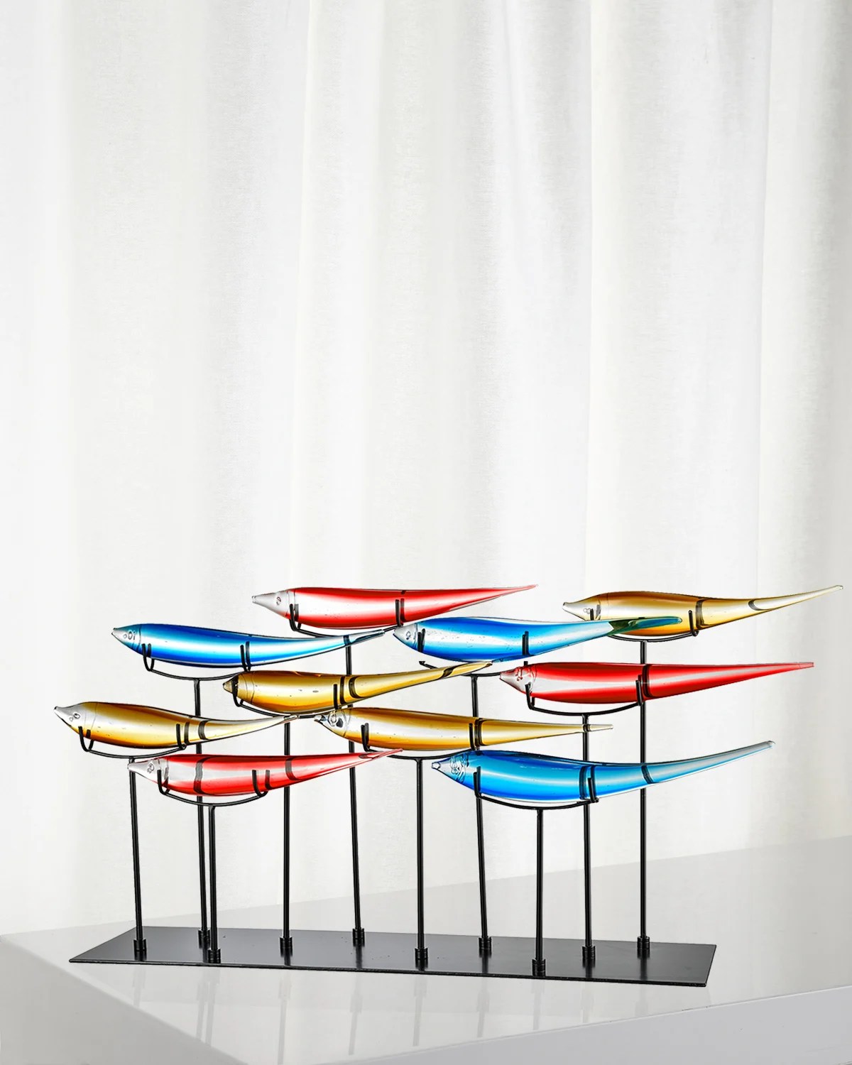 Dale Tiffany Decorative 10 Blue Fish Art Glass Sculpture Neiman Marcus