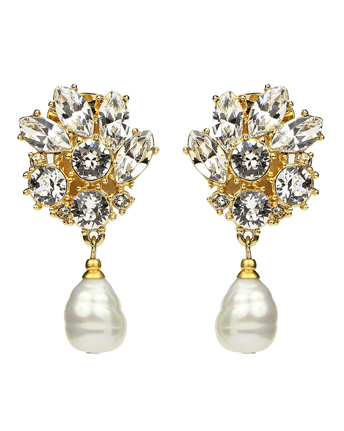 BenAmun Flower Opal Crystal ClipOn Earrings Neiman Marcus