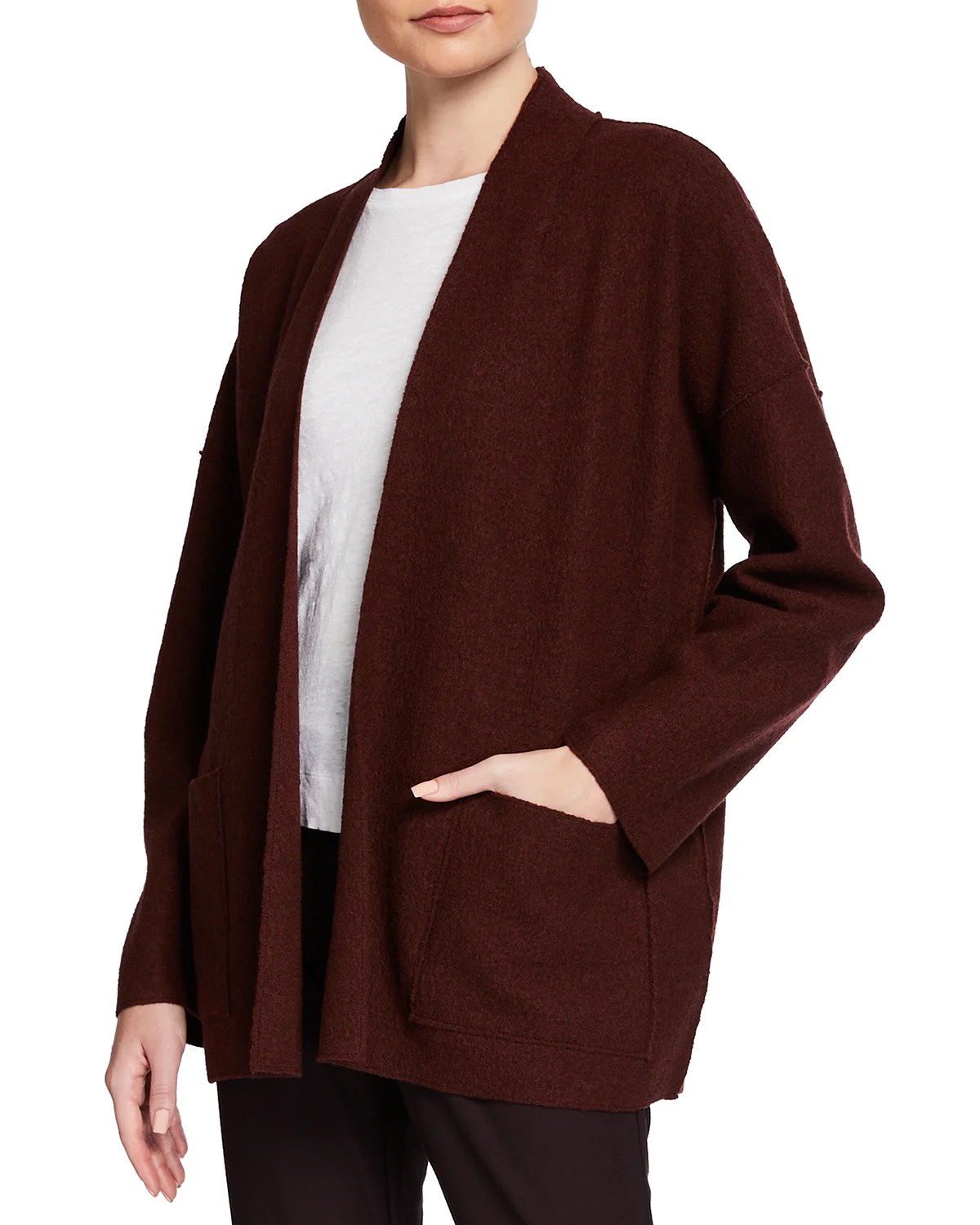 Eileen Fisher Boiled Wool High Collar Open Jacket and Matching Items & Matching Items Neiman