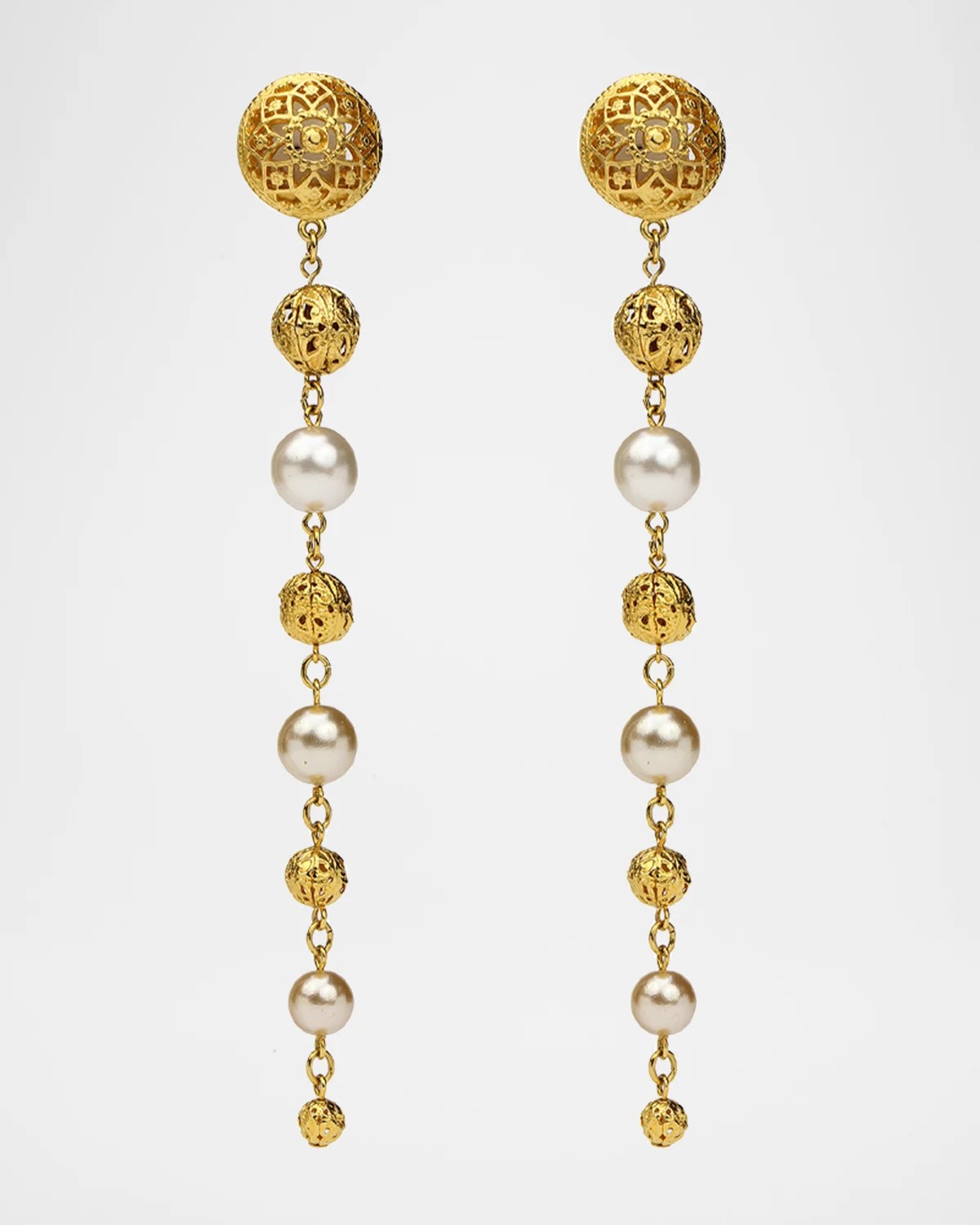 BenAmun Pearly Dangle Clip Earrings Neiman Marcus