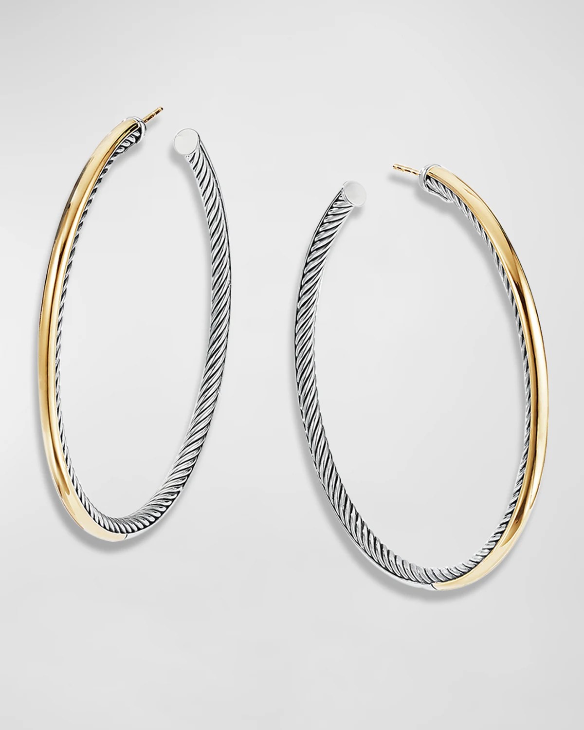 David Yurman Petite X Mini Hoop Earrings with 18K Yellow Gold Neiman