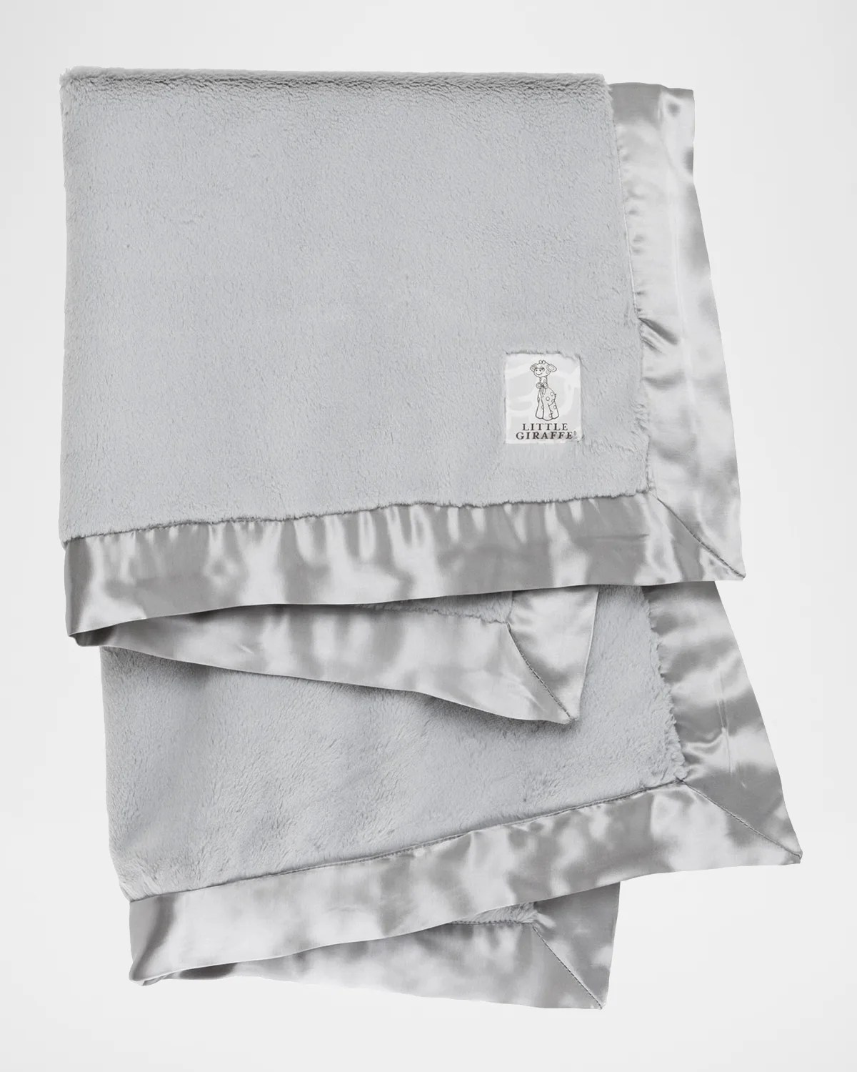 Little Giraffe Luxe Solid Plush Baby Blanket w/ Satin Border Neiman
