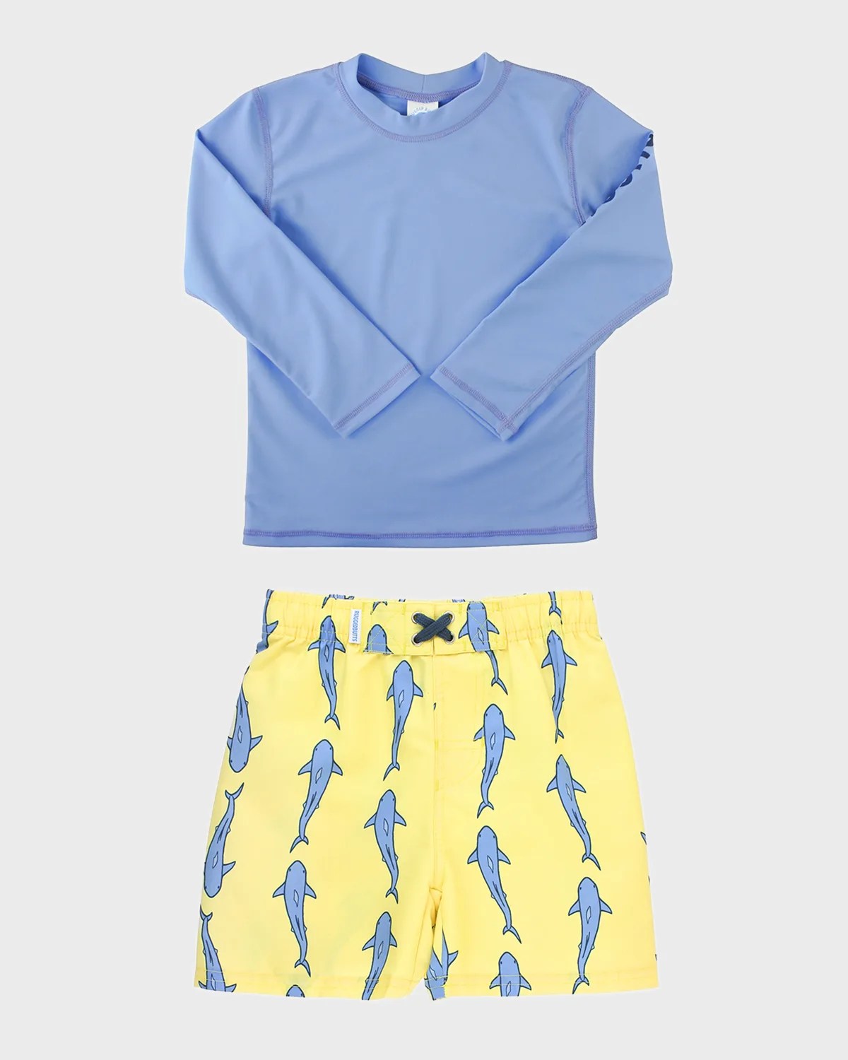 RuggedButts Boy's Solid Rash Guard w/ Printed Swim Trunks, Size 3M7