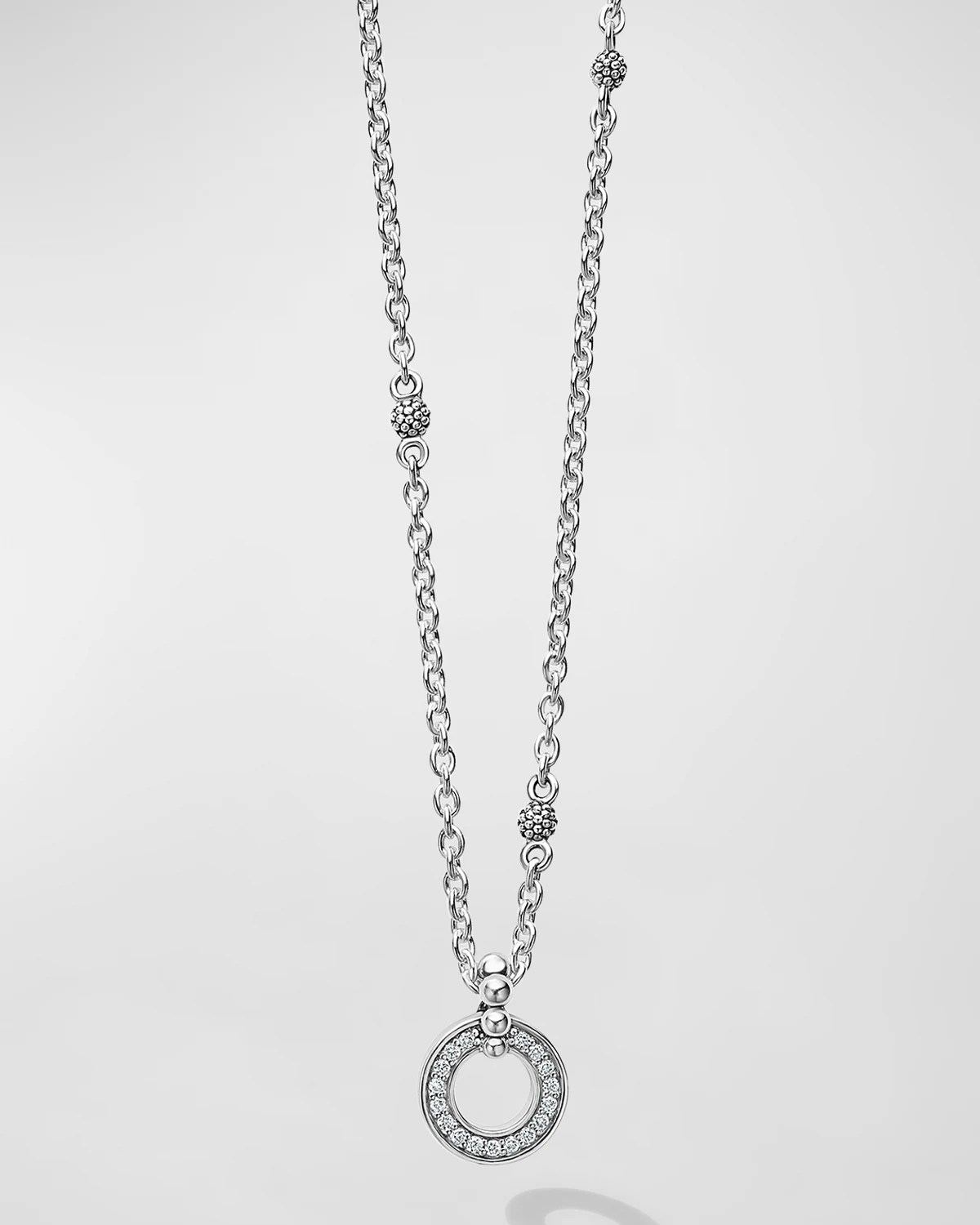 LAGOS Caviar Spark Diamond Circle Caviar Beaded Stud Earrings Neiman