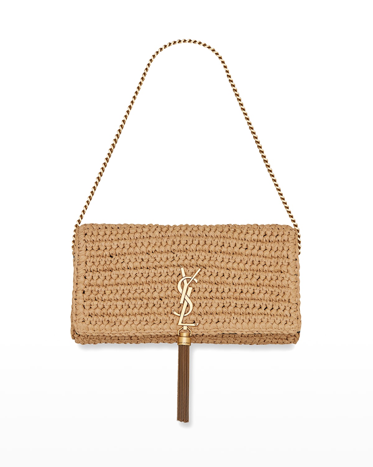 Saint Laurent Kate 99 YSL Raffia Tassel Shoulder Bag Neiman Marcus