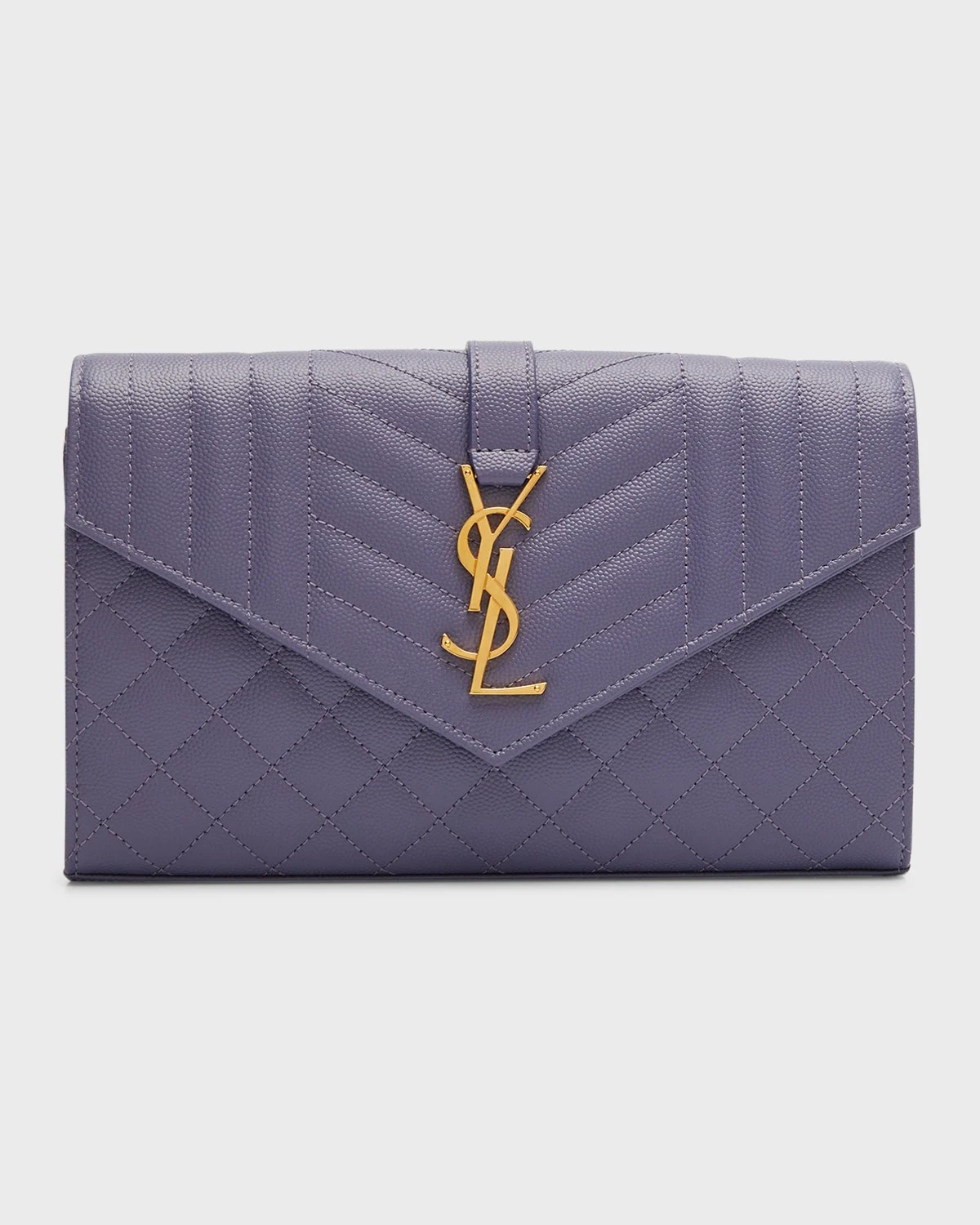 Saint Laurent Monogram YSL Large Chevron Quilted Flat Wristlet Pouch