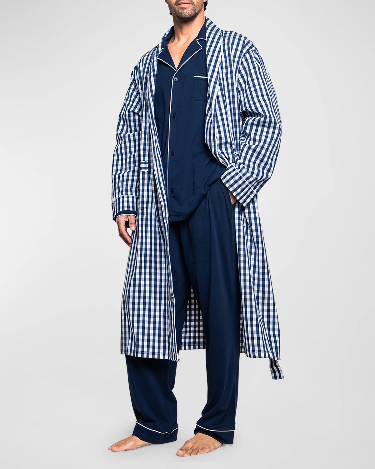 Versace Men's Greca Cotton Robe Neiman Marcus