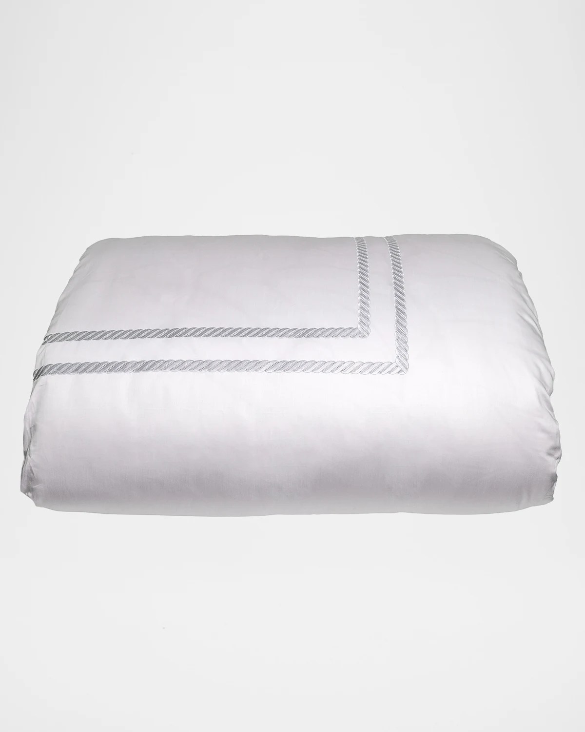 Bovi Fine Linens Simone Twin Duvet Cover, White/Ivory Neiman Marcus
