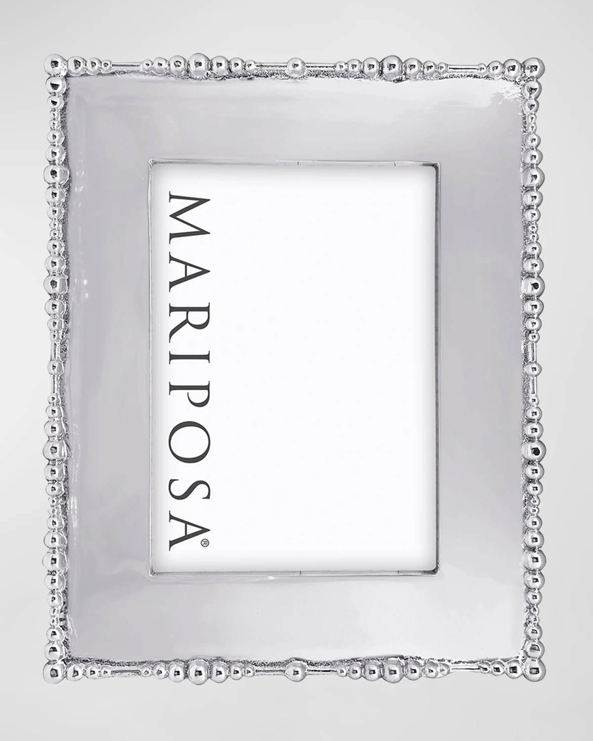 Mariposa Black Leather Photo Frame with Metal Border, 5" x 7" Neiman
