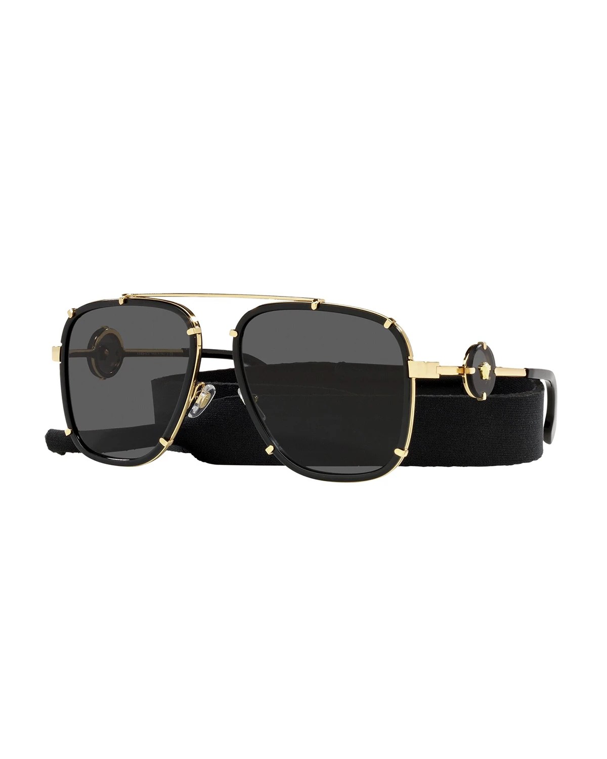 Versace Medusa Metal Aviator Sunglasses Neiman Marcus