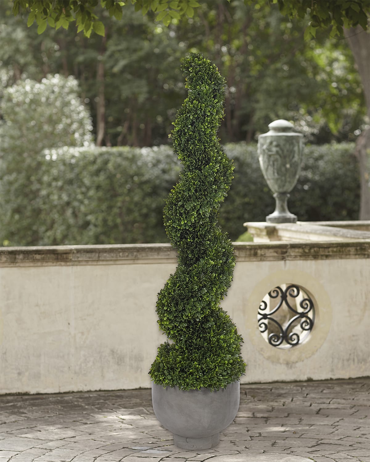 NDI Faux Boxwood Cone Plant in Concrete Pot, 67"T Neiman Marcus