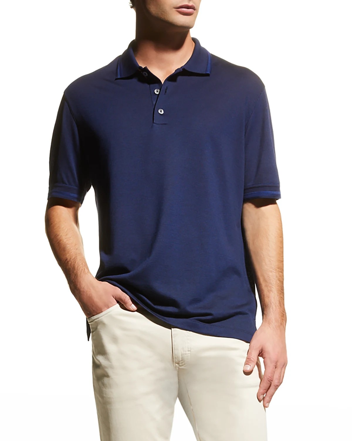 ZEGNA Men's CashmereSilk Polo Shirt Neiman Marcus