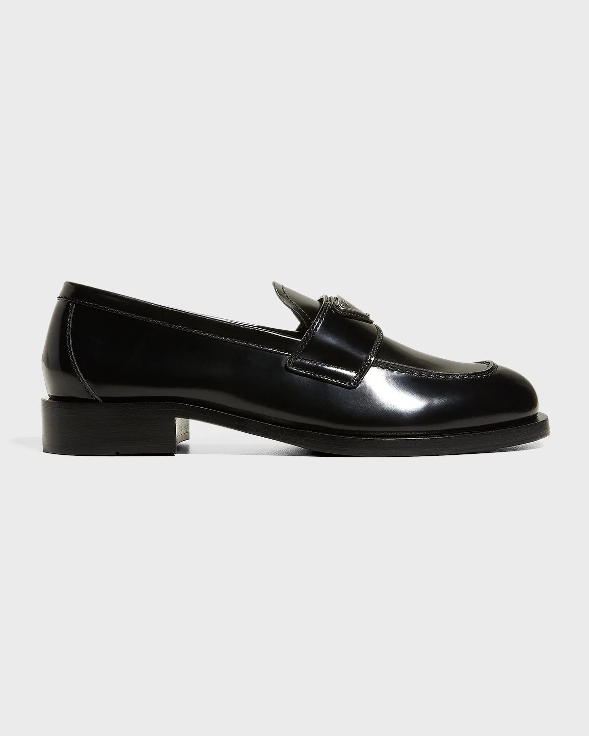Prada Patent Logo Flat Dress Loafers Neiman Marcus