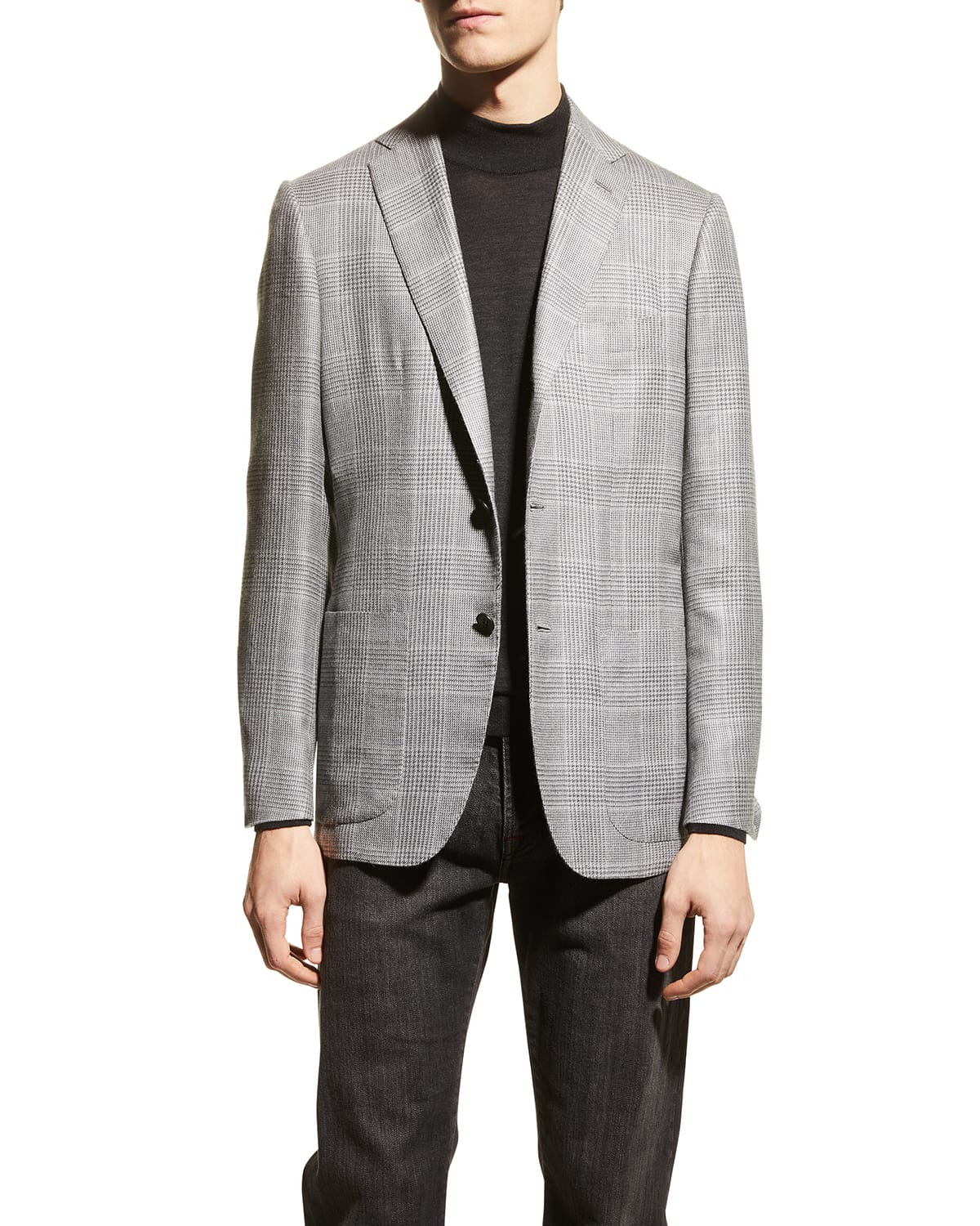 Kiton Men's Plaid CashmereBlend Sport Jacket Neiman Marcus