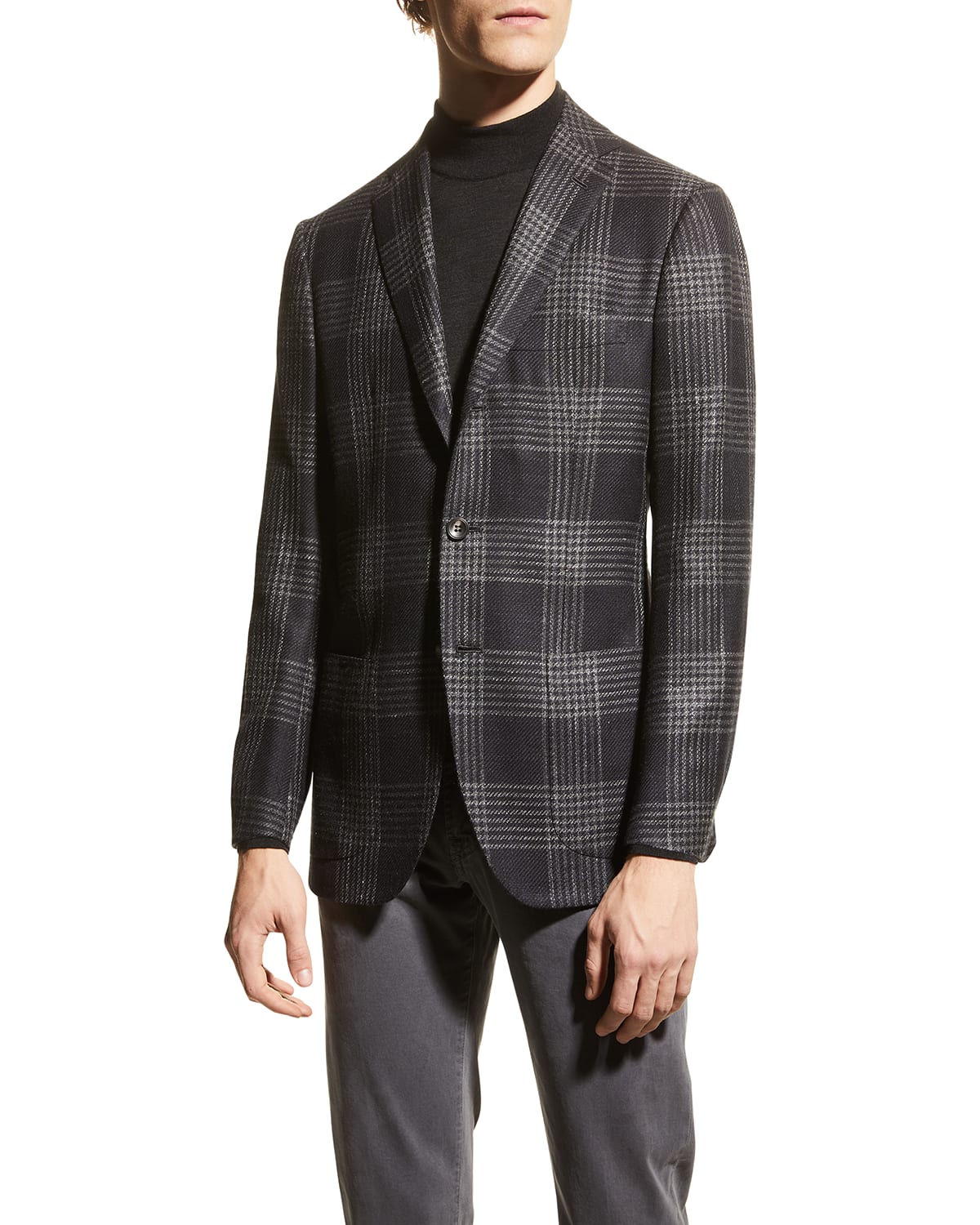 Kiton Men's Plaid CashmereBlend Sport Jacket Neiman Marcus