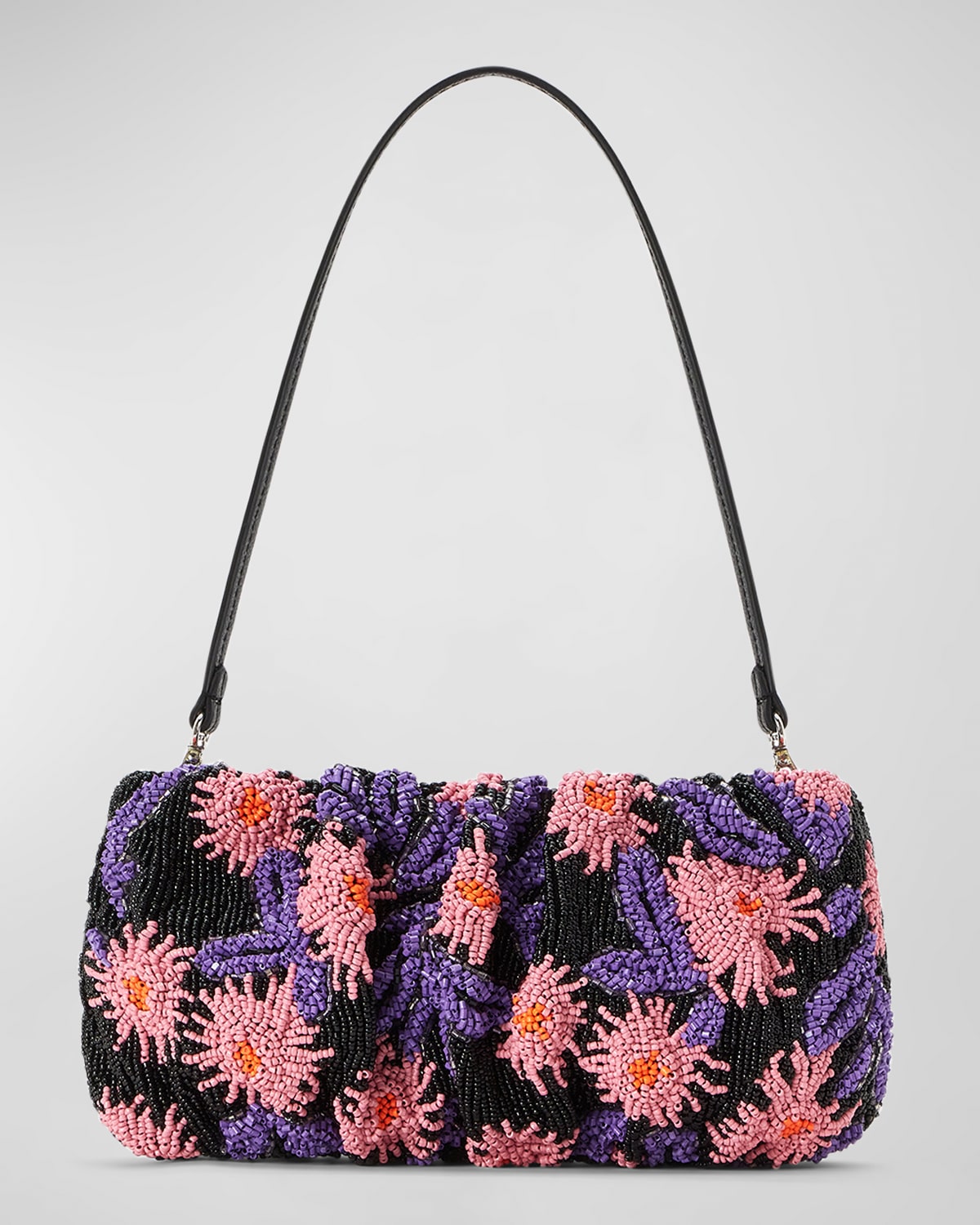 Staud Bean Convertible Ruched Leather Shoulder Bag Neiman Marcus