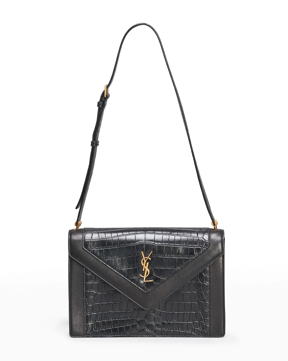 Saint Laurent Kaia Medium YSL CrocEmbossed Satchel Bag Neiman Marcus