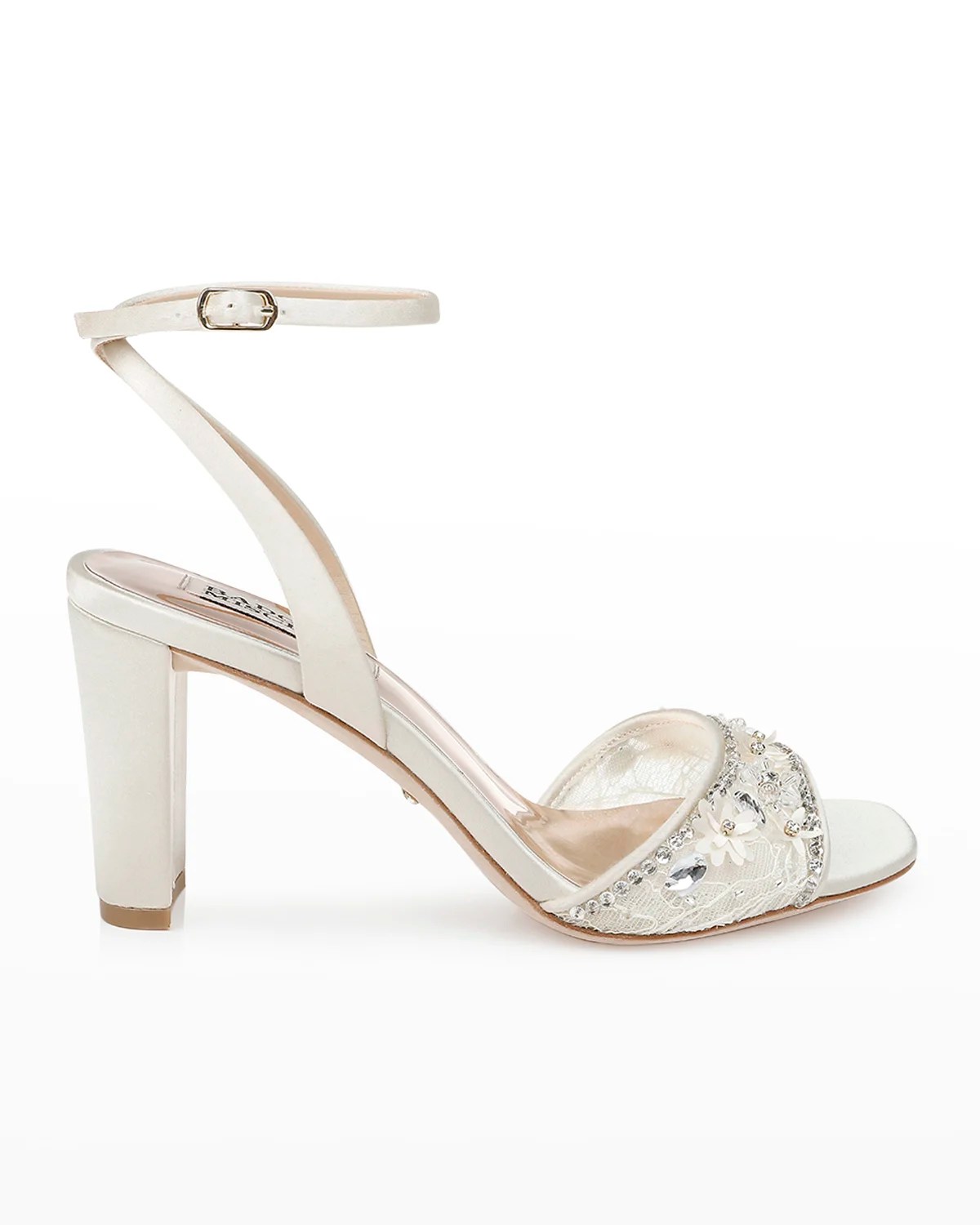 Badgley Mischka Taryn Metallic Crystal AnkleStrap Sandals Neiman Marcus