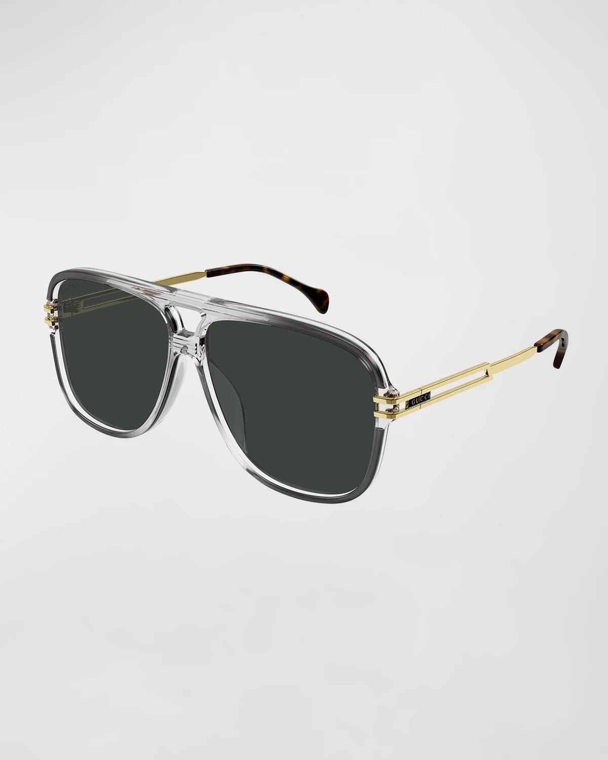 Gucci Men's Double Bridge Aviator Sunglasses Neiman Marcus