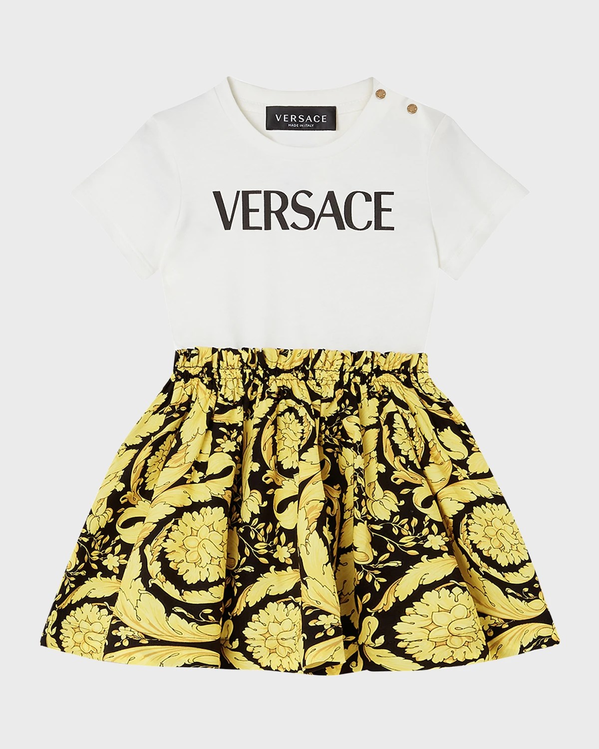 Versace Girl's GrecaPrint Poplin Dress, Size 18M3 Neiman Marcus