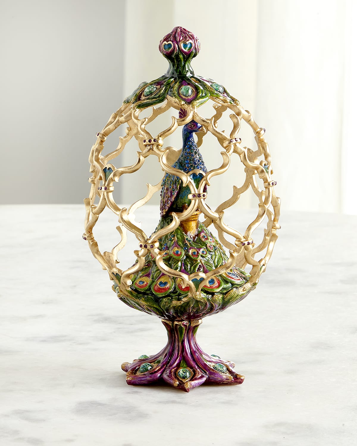 Jay Strongwater Classic Peacock Compact Neiman Marcus