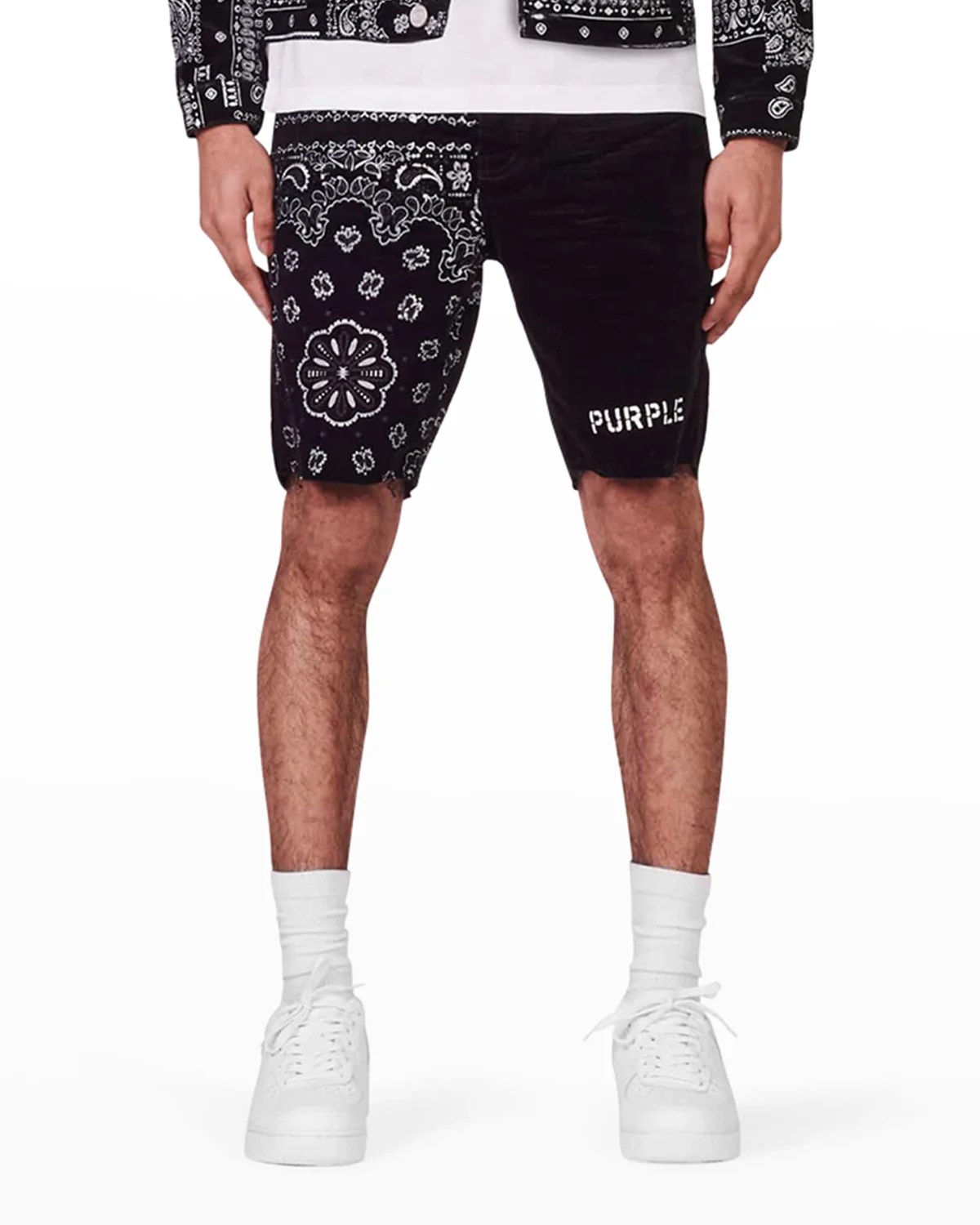 PURPLE Men's Placement TieDye Cutoff Denim Shorts Neiman Marcus