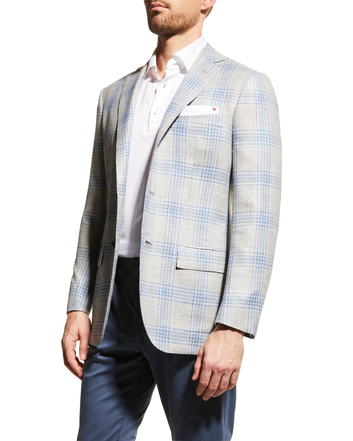Kiton Men's Cashmere Plaid Sport Coat Neiman Marcus