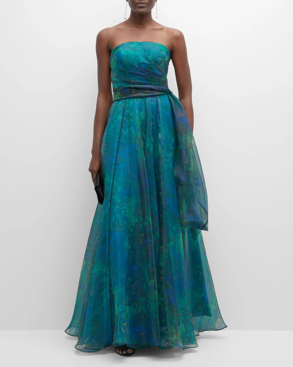 Rene Ruiz Collection OneShoulder FloralPrint Organza Gown Neiman Marcus