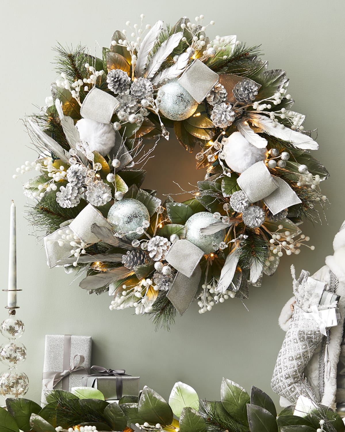 Neiman Marcus Spiritual 28" PreLit Wreath Neiman Marcus