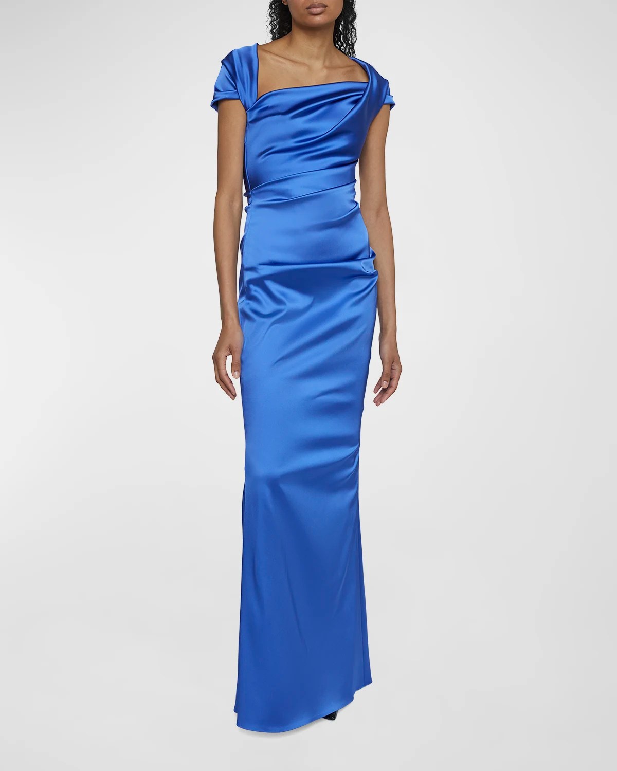 Talbot Runhof Draped OffTheShoulder Stretch Satin Duchesse Gown