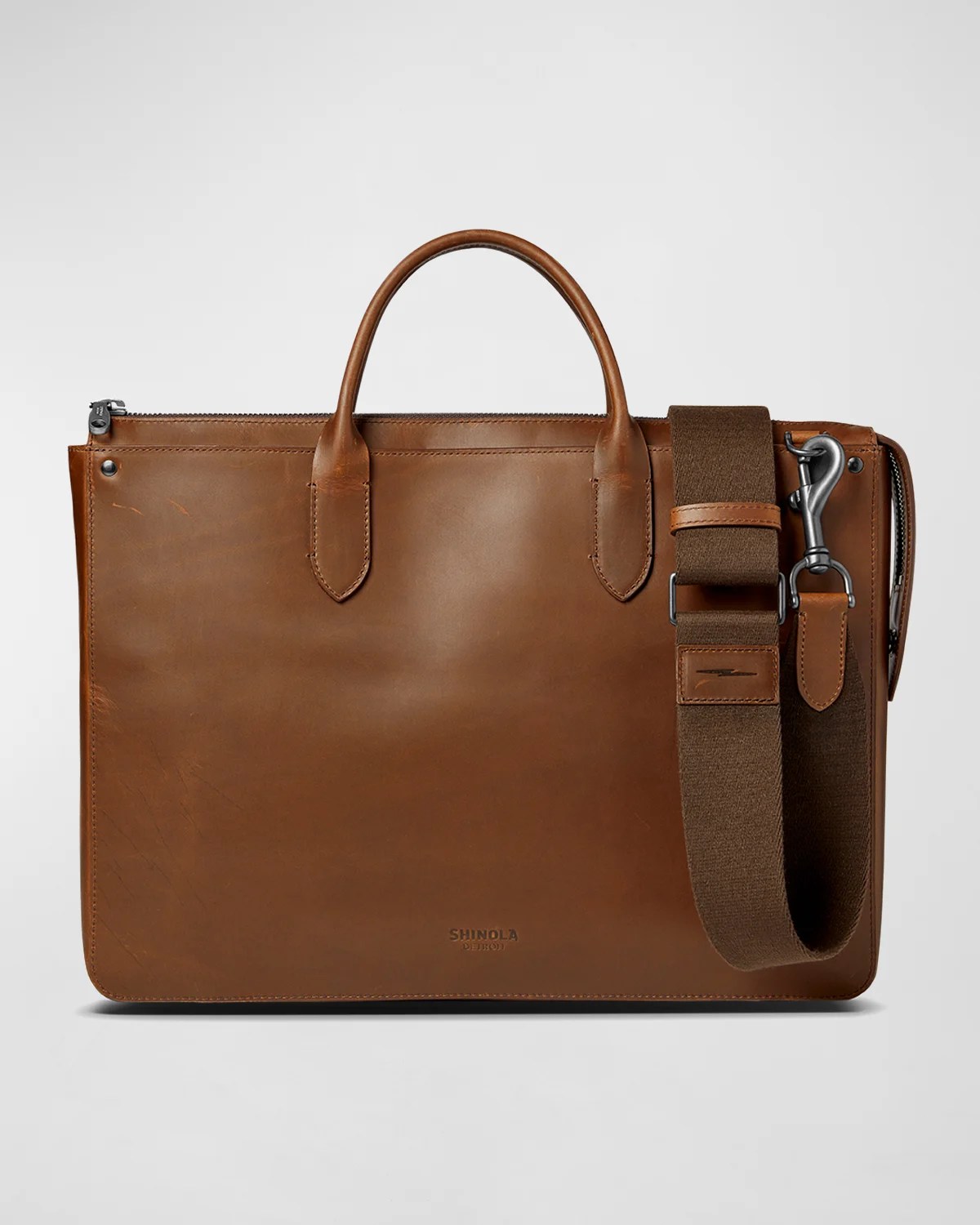 Shinola Men's The Slim Leather Traveler Briefcase Neiman Marcus