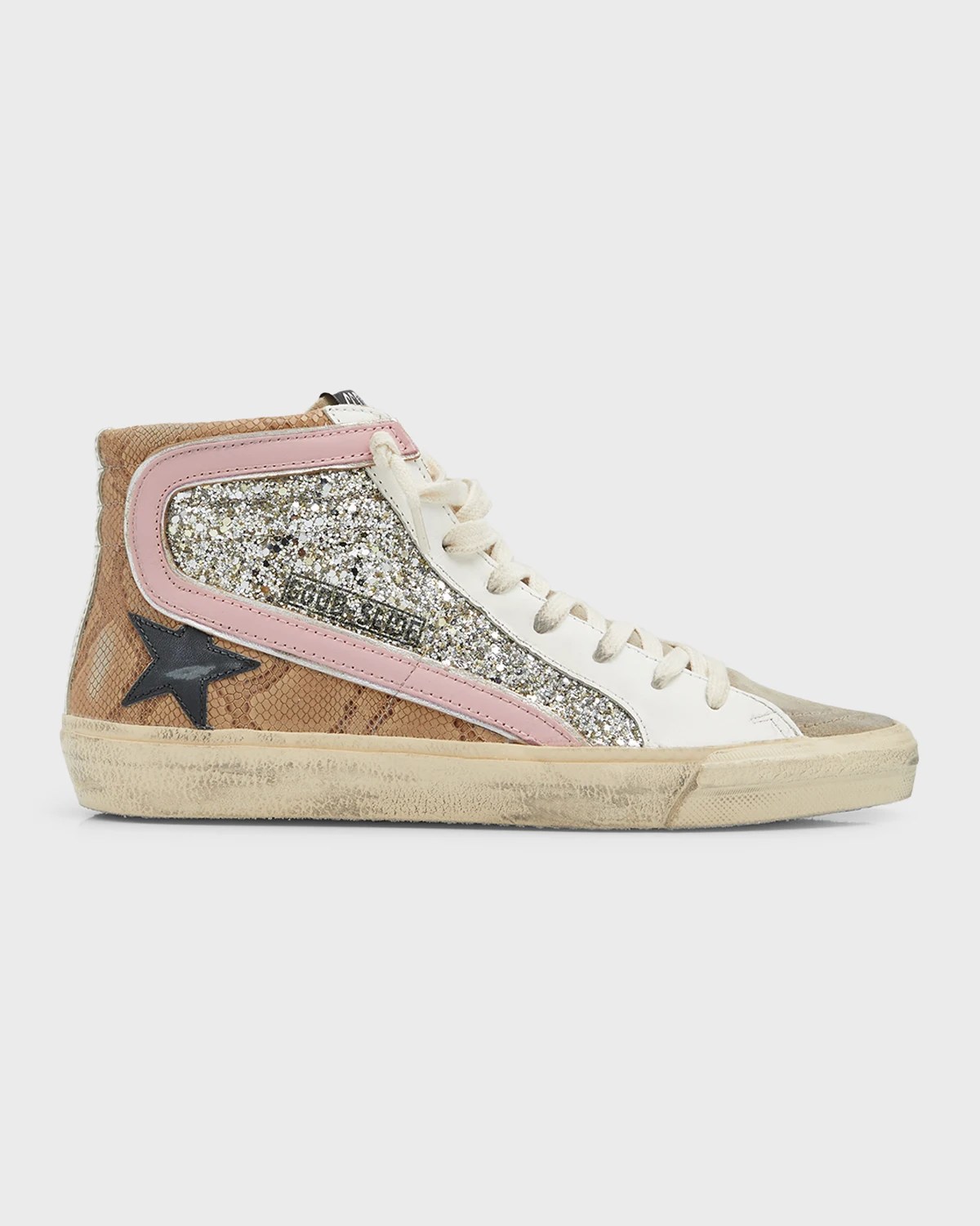 Golden Goose Slide MidTop Glitter PearlyStud Sneakers Neiman Marcus