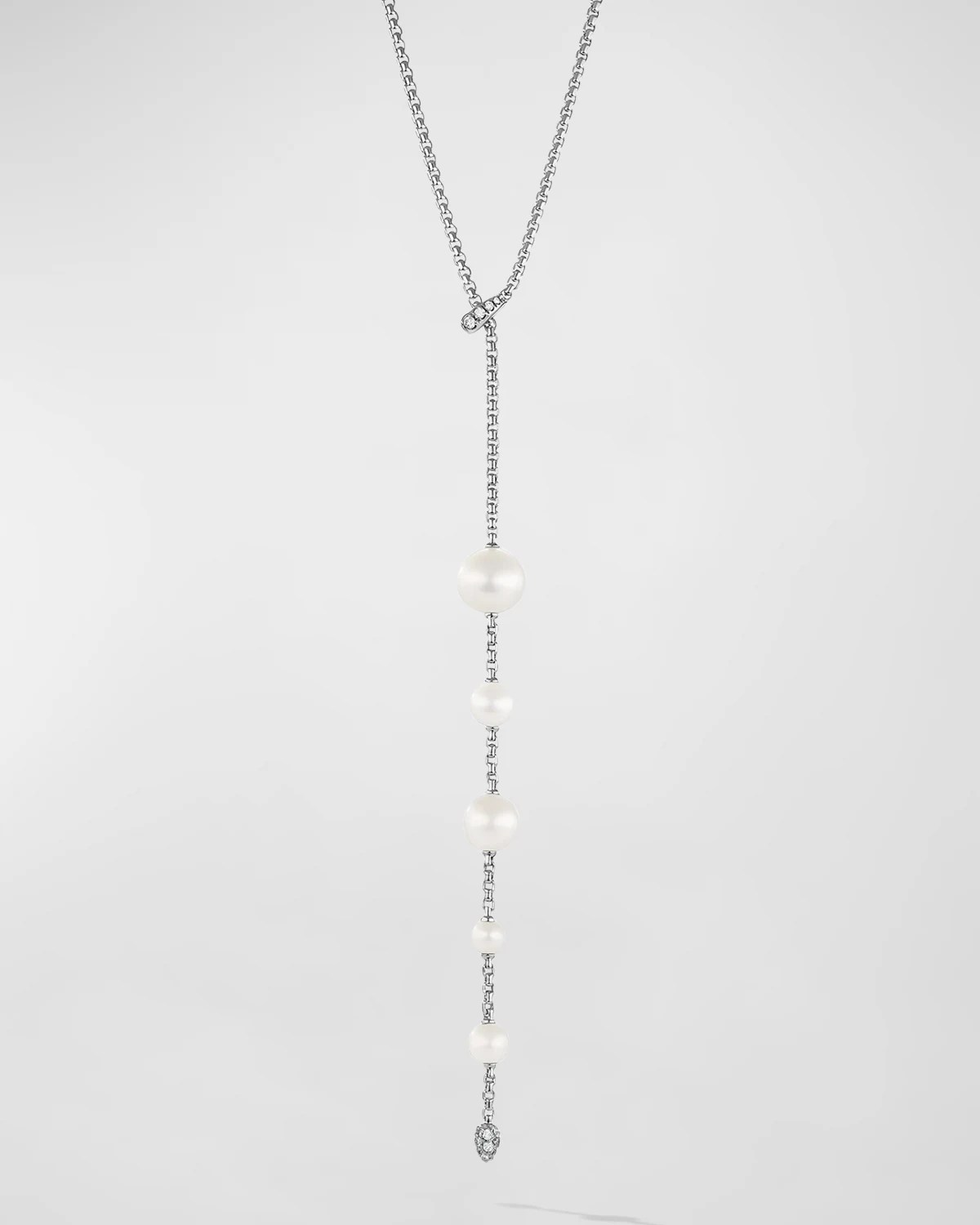 David Yurman Pearl Strand Necklace with Diamonds in Silver, 88.5mm