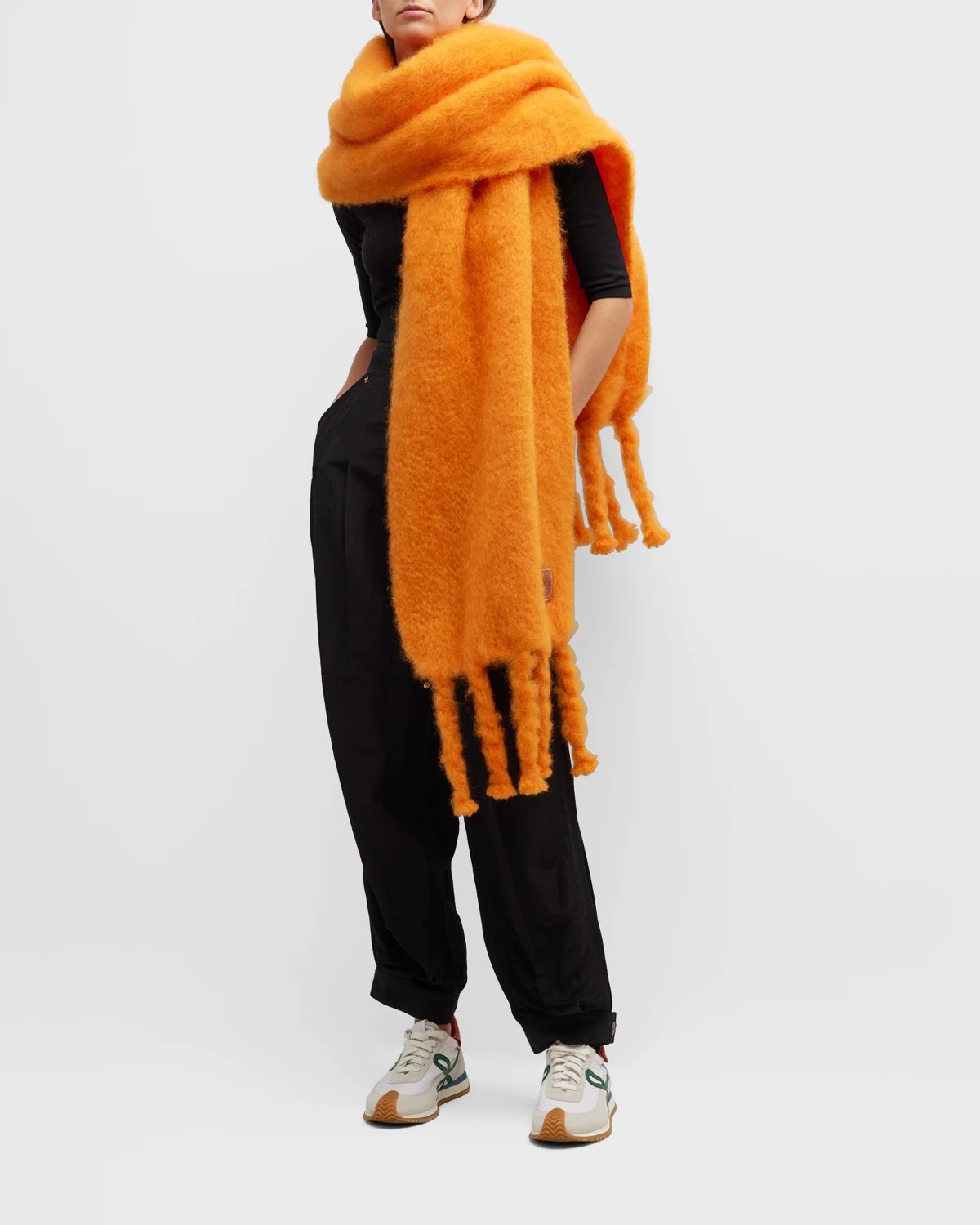 Loewe Anagram Mohair Fringe Scarf Neiman Marcus