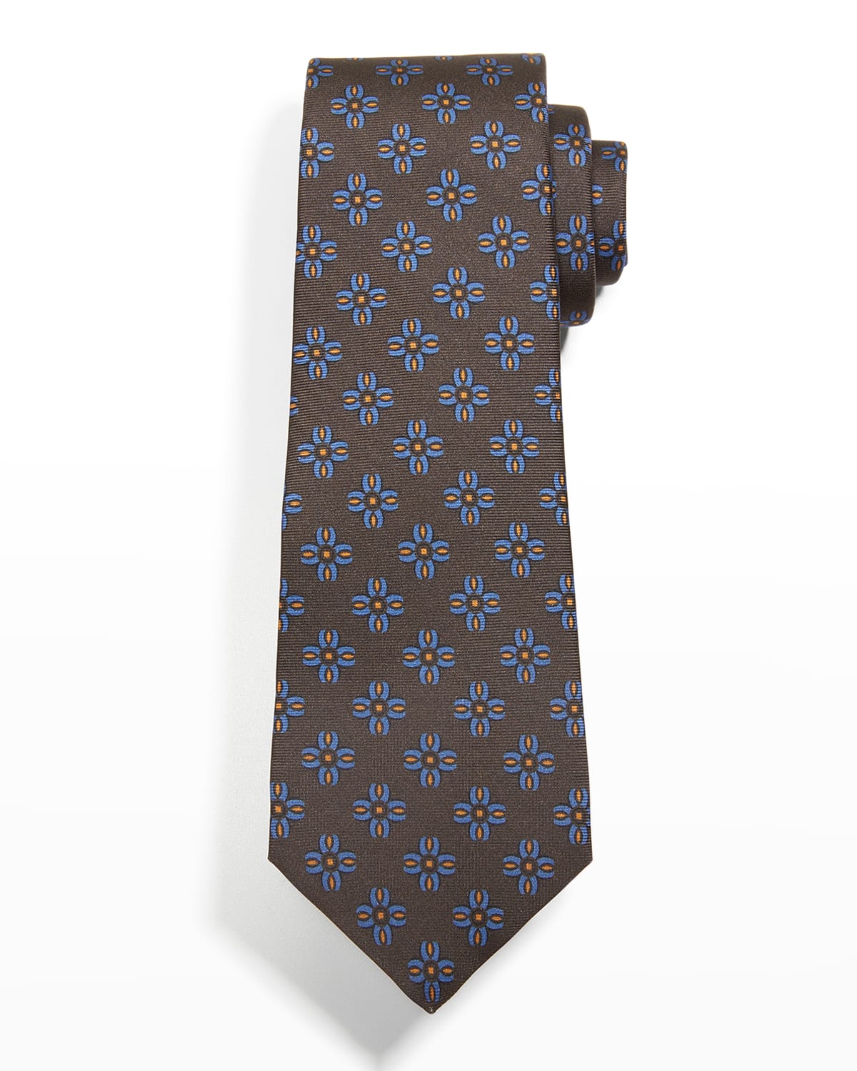Kiton Men's FloralPrint Silk Tie Neiman Marcus