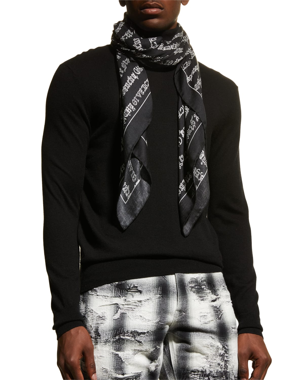 Givenchy Men's 4GLogo WoolCashmere Rectangle Scarf Neiman Marcus
