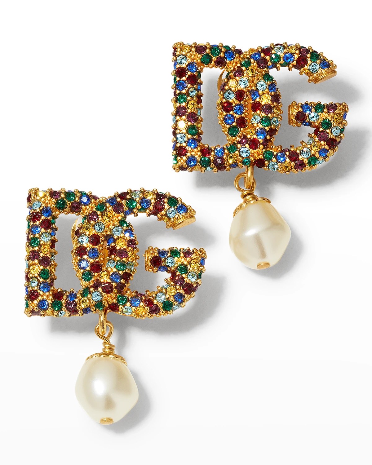 Dolce&Gabbana DG Rose and Crystal Clip Earrings Neiman Marcus