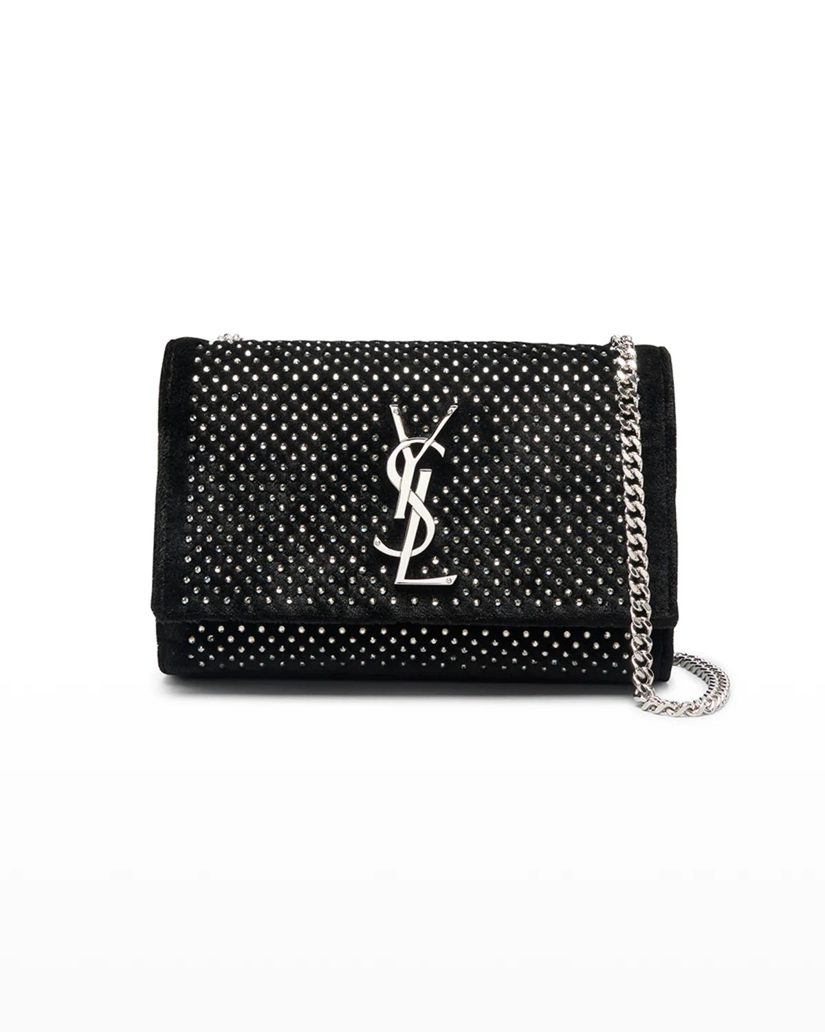 Saint Laurent Kate Small YSL Monogram Grain de Poudre Crossbody Bag on