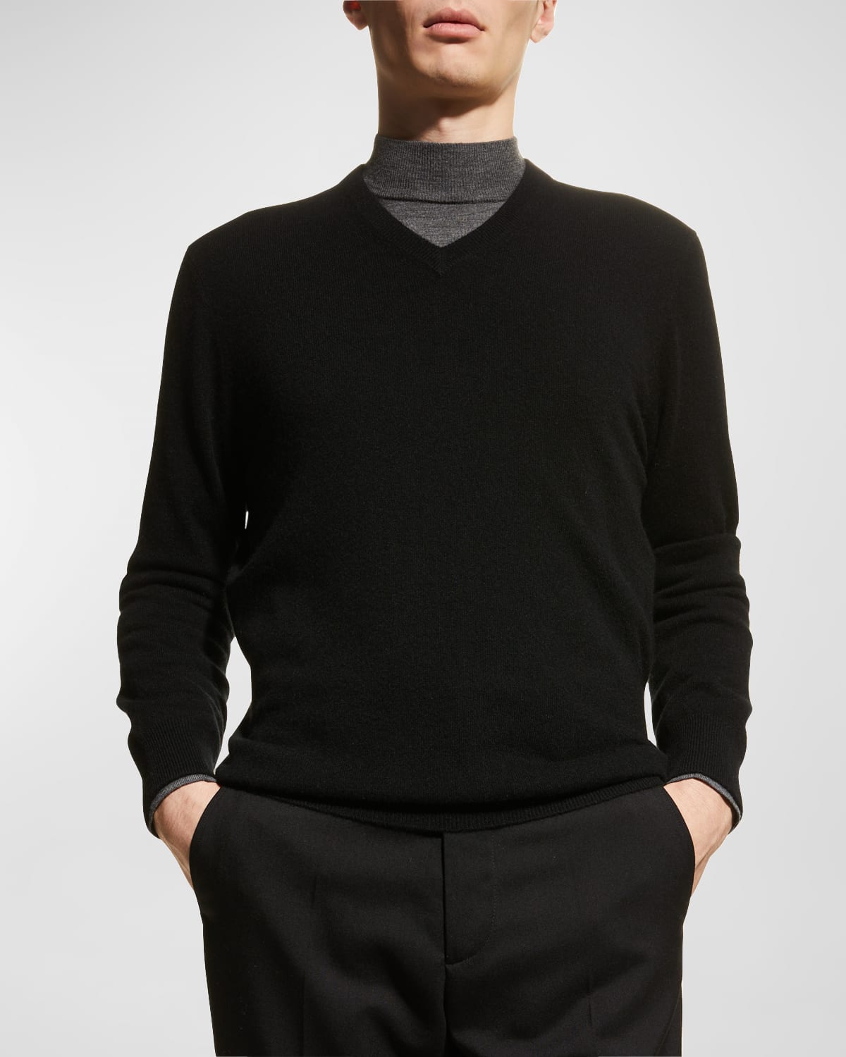 Neiman Marcus Cashmere Collection Men's Cashmere VNeck Sweater