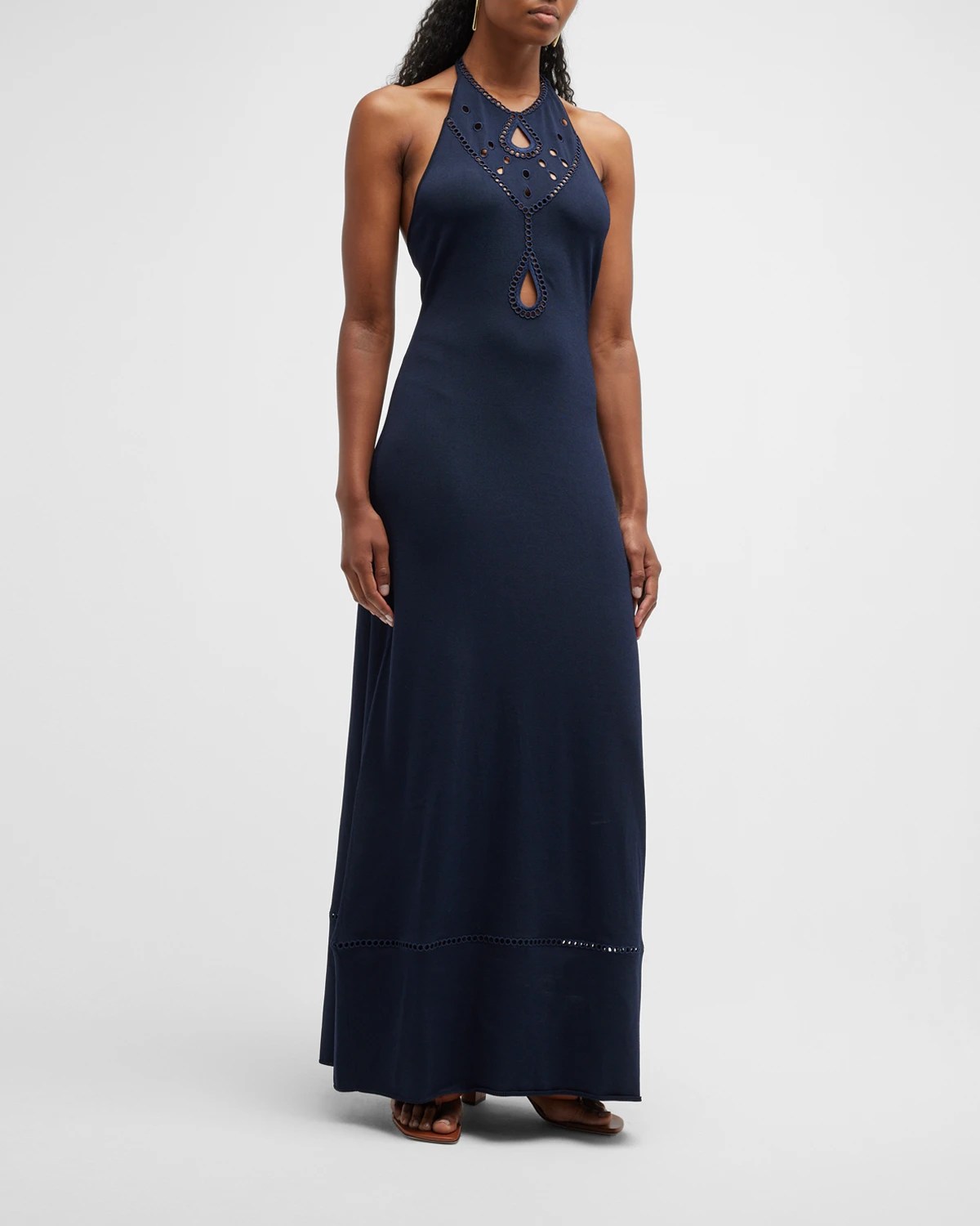 Flowers by Zoe Girl's Floral Eyelet Tiered Halter Dress, Size 46