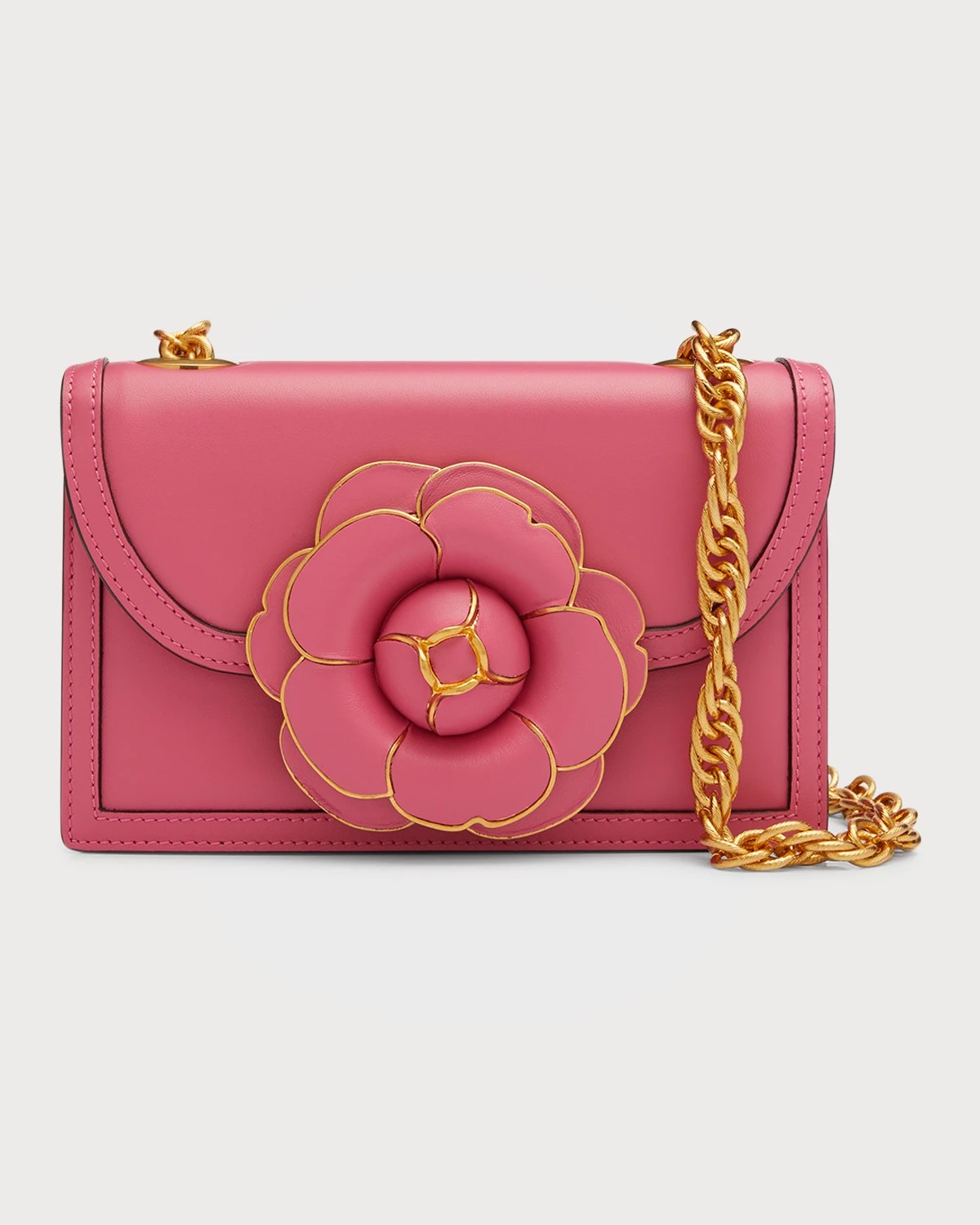 Oscar de la Renta Classic Flower Velvet Chain Shoulder Bag Neiman Marcus