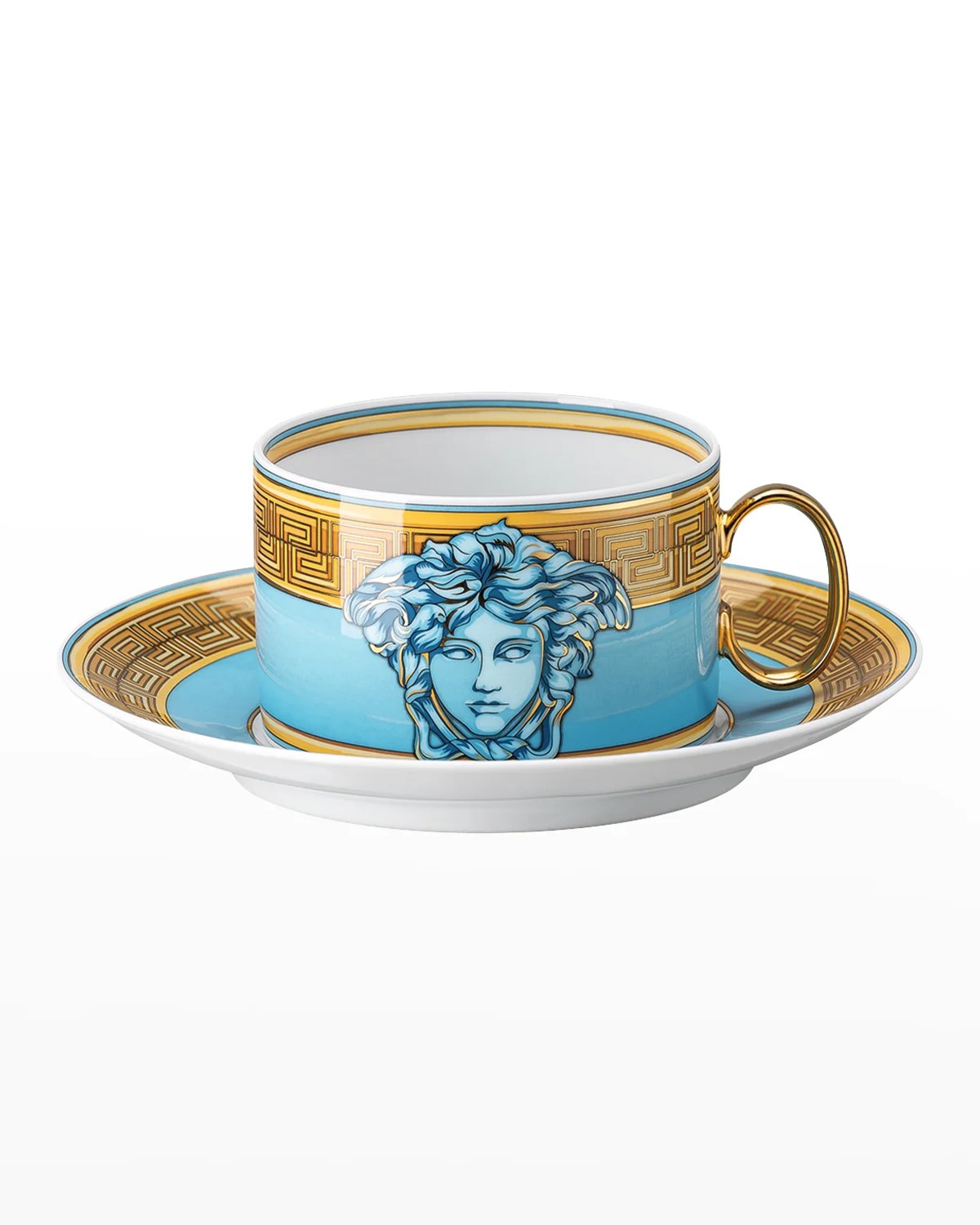 Versace Medusa Amplified Pink Coin Ad Cup & Saucer Neiman Marcus