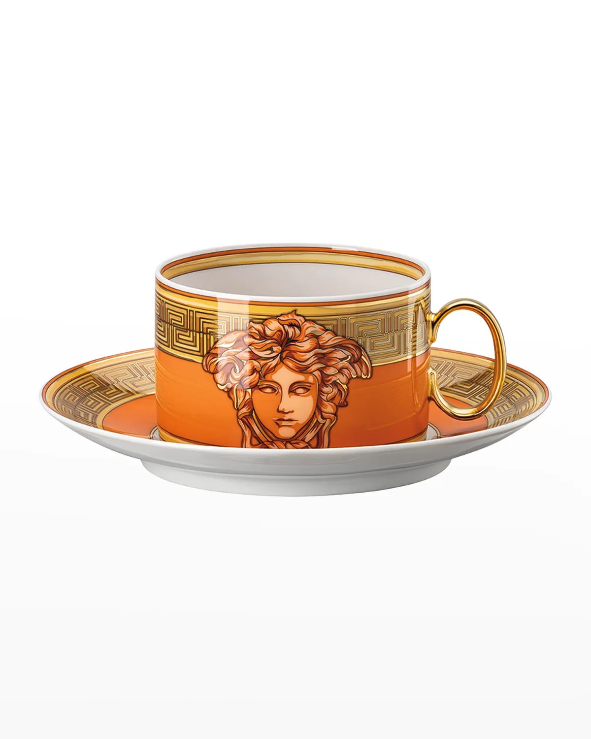Versace Medusa Amplified Blue Coin Tea Cup and Saucer Neiman Marcus