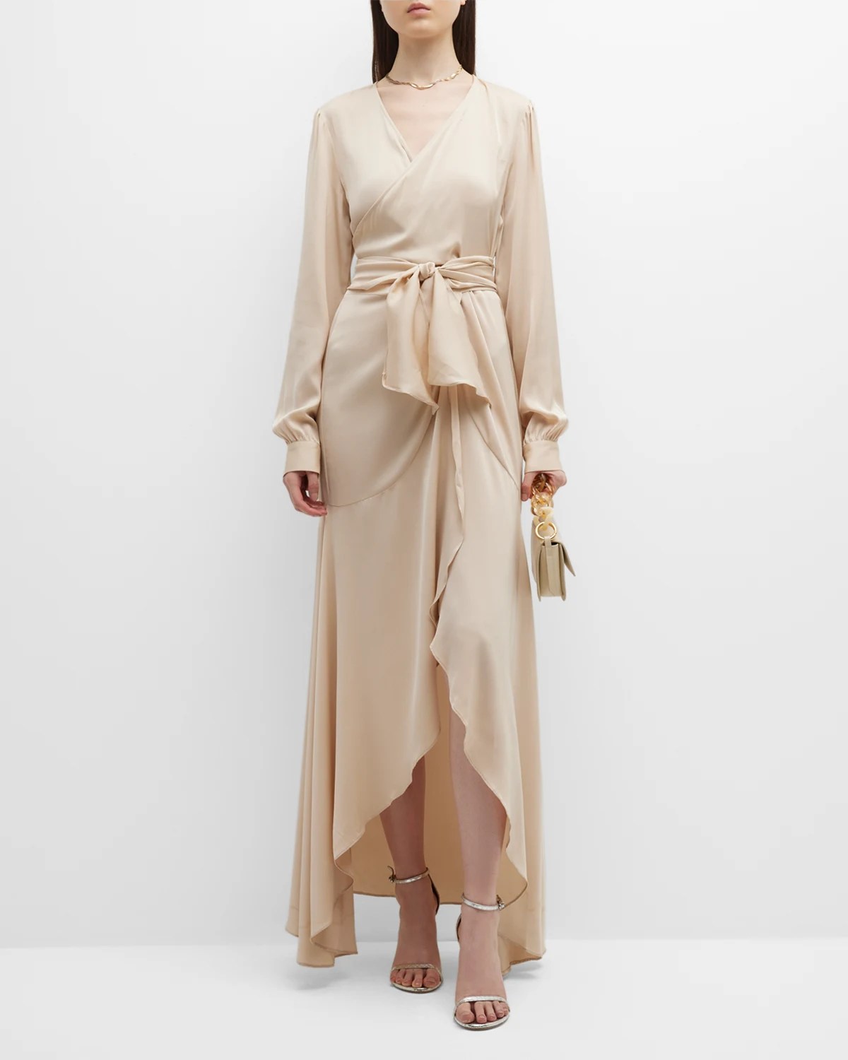 NOUVELLE SILK95FIVE Ananda Silk HighLow Wrap Dress Neiman Marcus