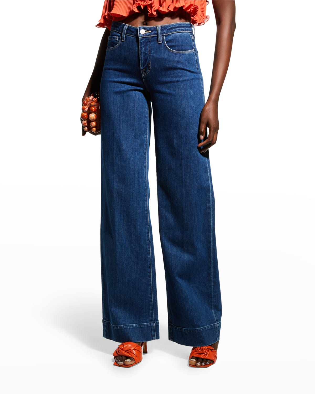 L'Agence Clayton High Rise WideLeg Jeans Neiman Marcus