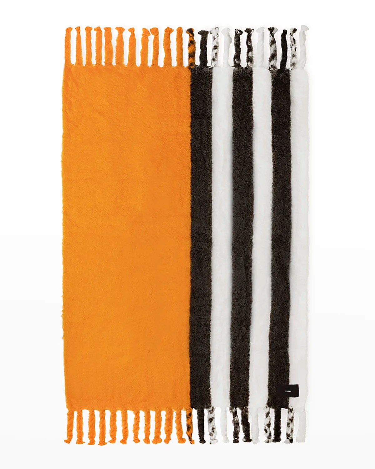 OffWhite Logo SelfRope Fringe Throw Blanket Neiman Marcus