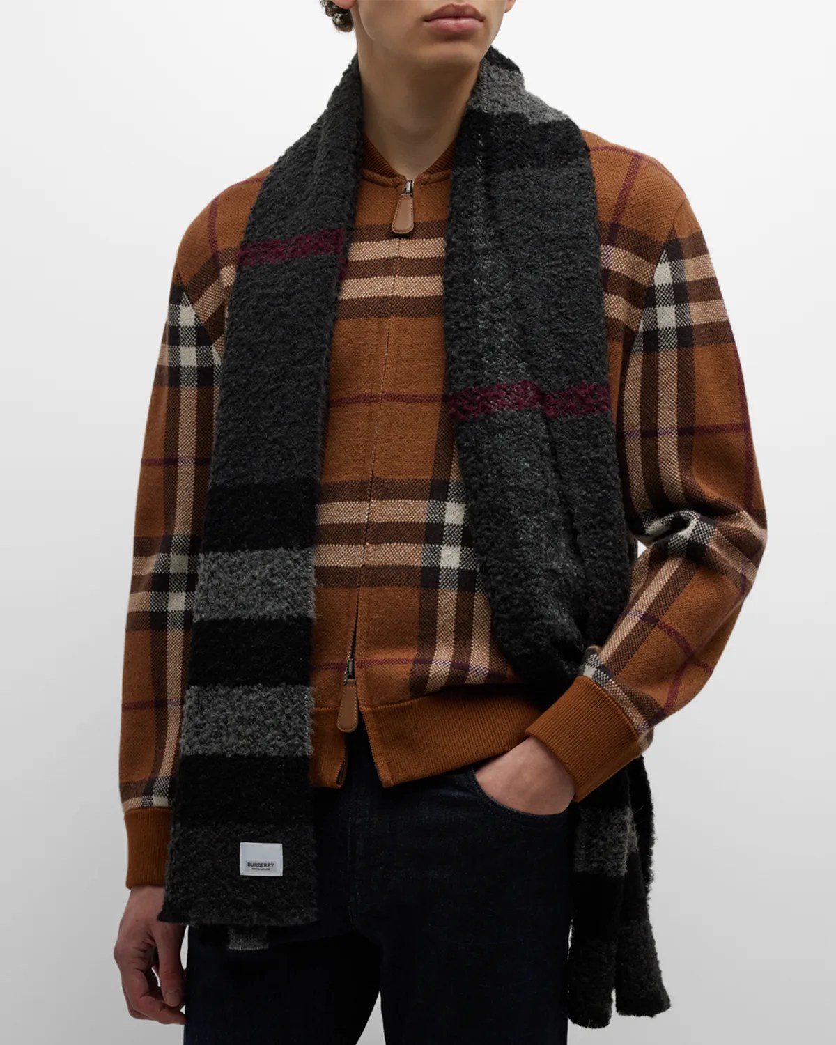 Burberry Men's Giant Icon Cashmere Scarf Neiman Marcus