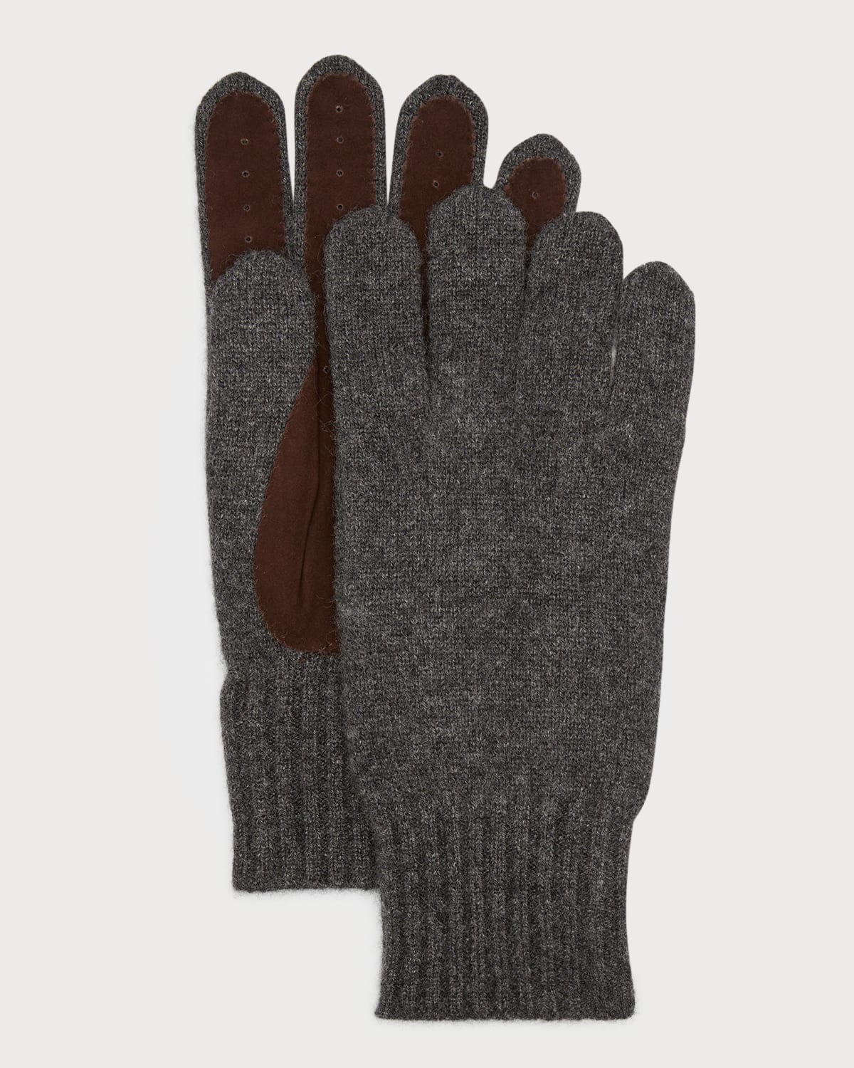 UGG Men's Knit Gloves w/ Leather Palm Patch Neiman Marcus