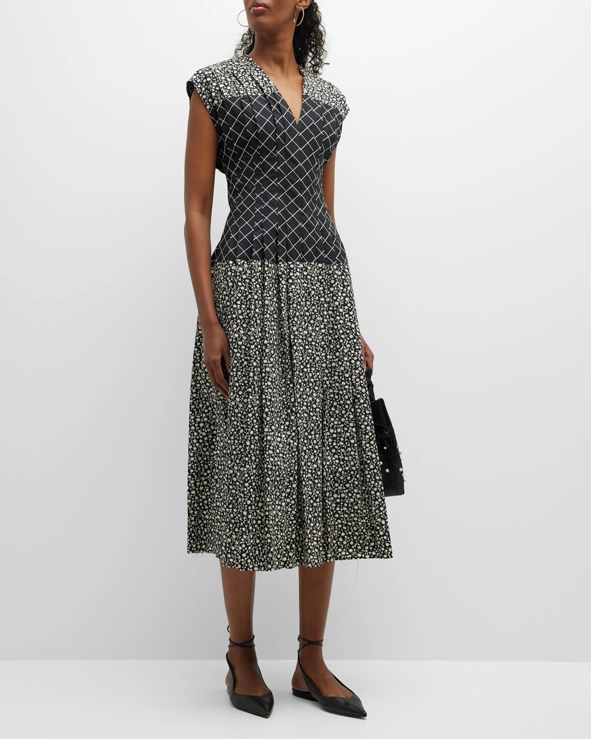 Vince Sea Carnation CapSleeve Midi Dress Neiman Marcus