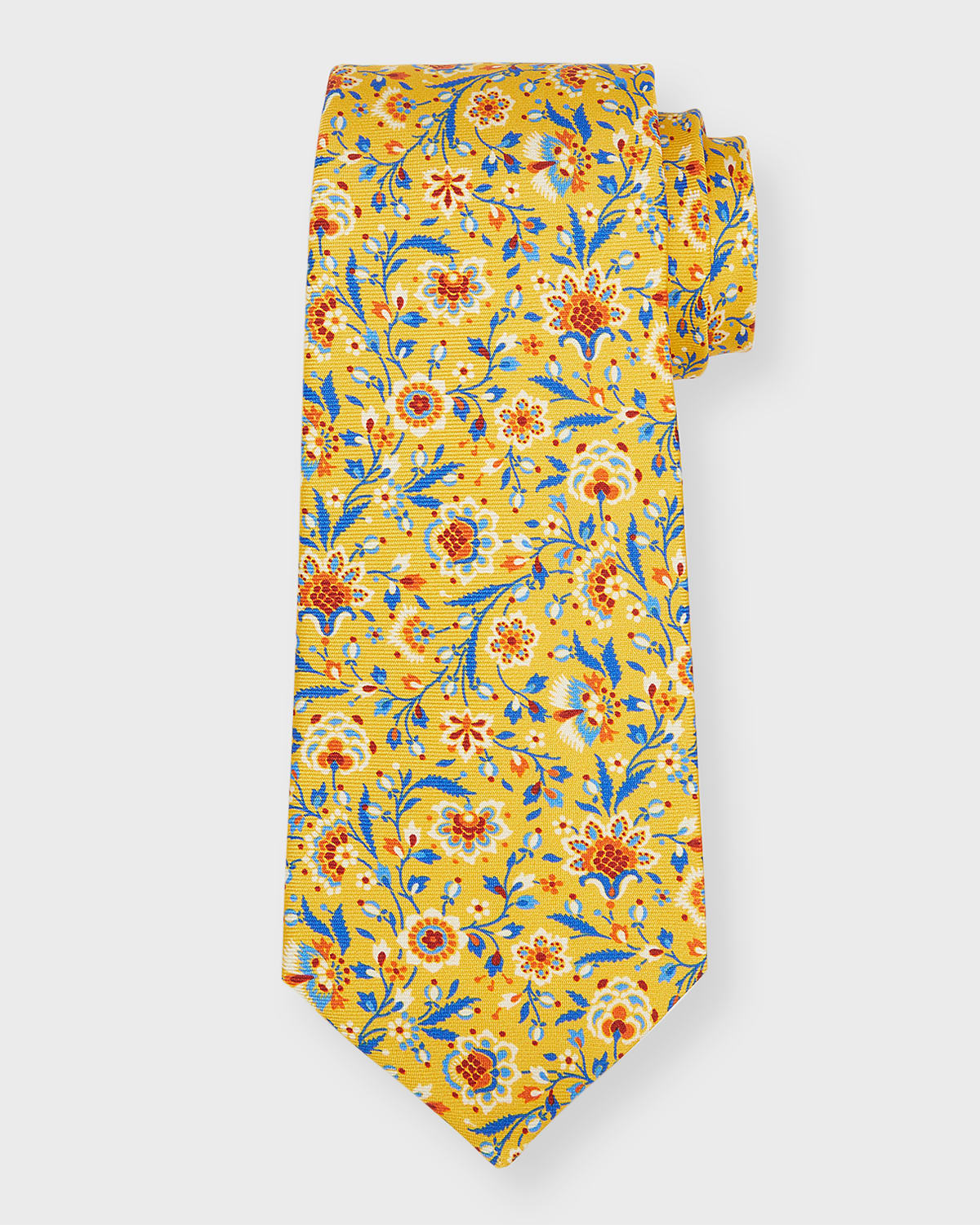Kiton Men's FloralPrint Silk Tie Neiman Marcus